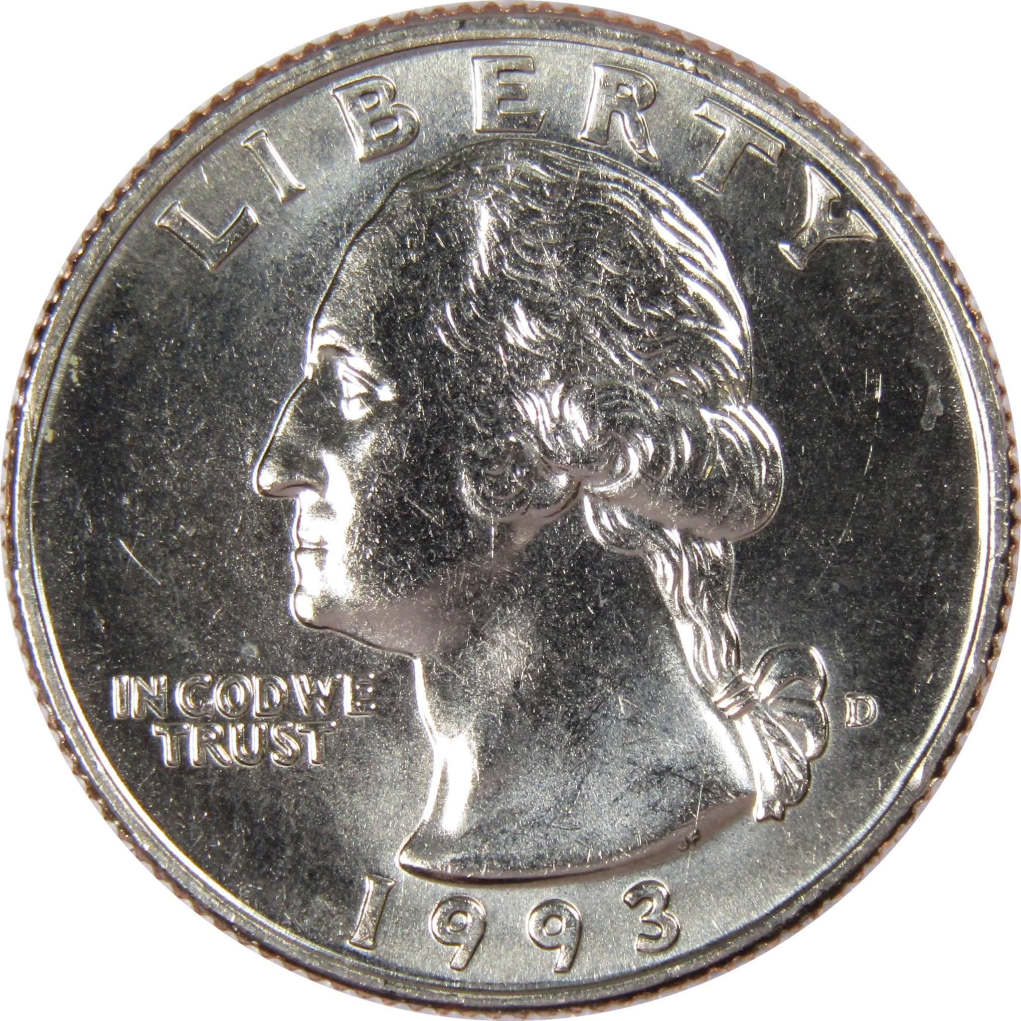 1993 D Washington Quarter BU Uncirculated Mint State 25c US Coin Collectible