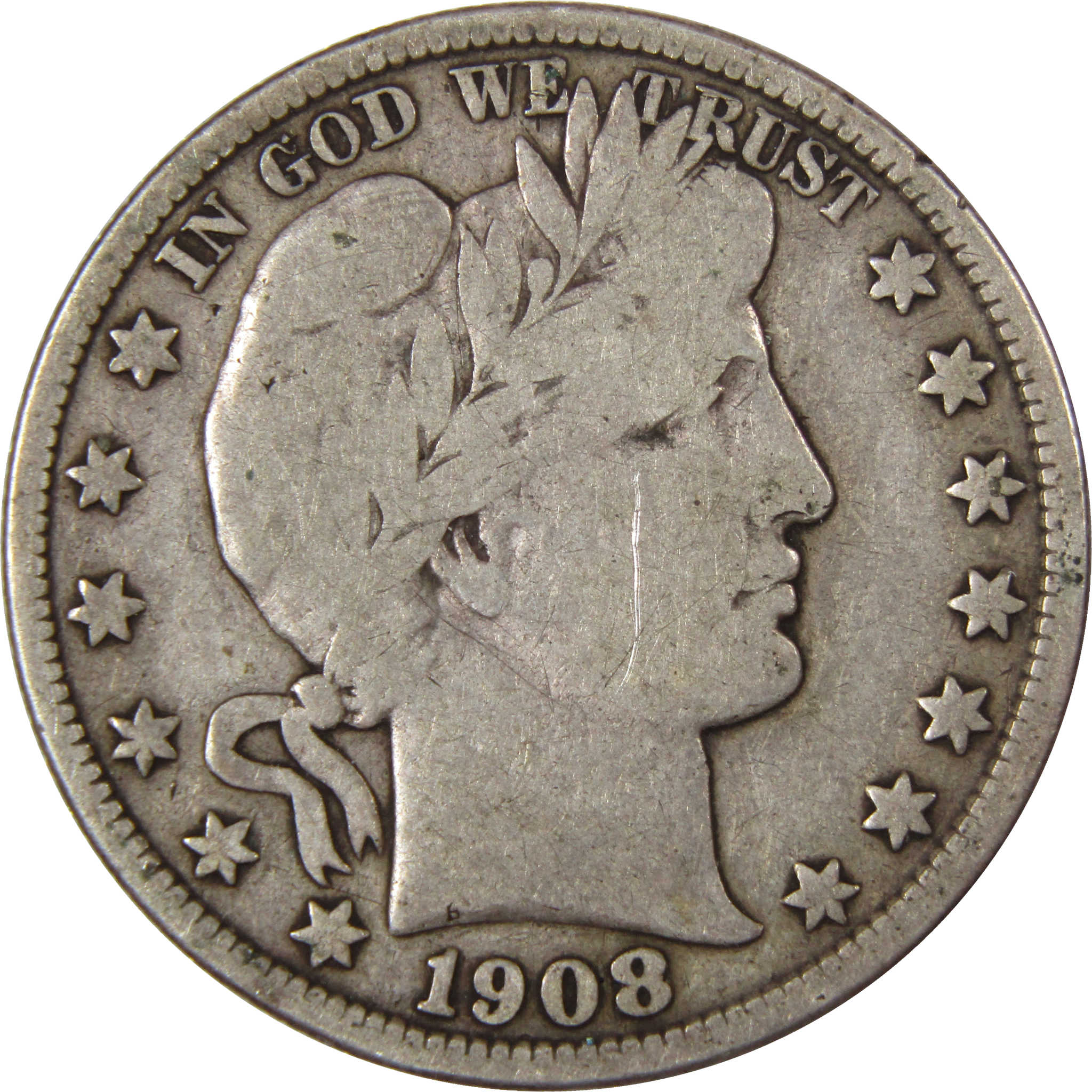 1908 D Barber Half Dollar VG Very Good 90% Silver 50c SKU:I604