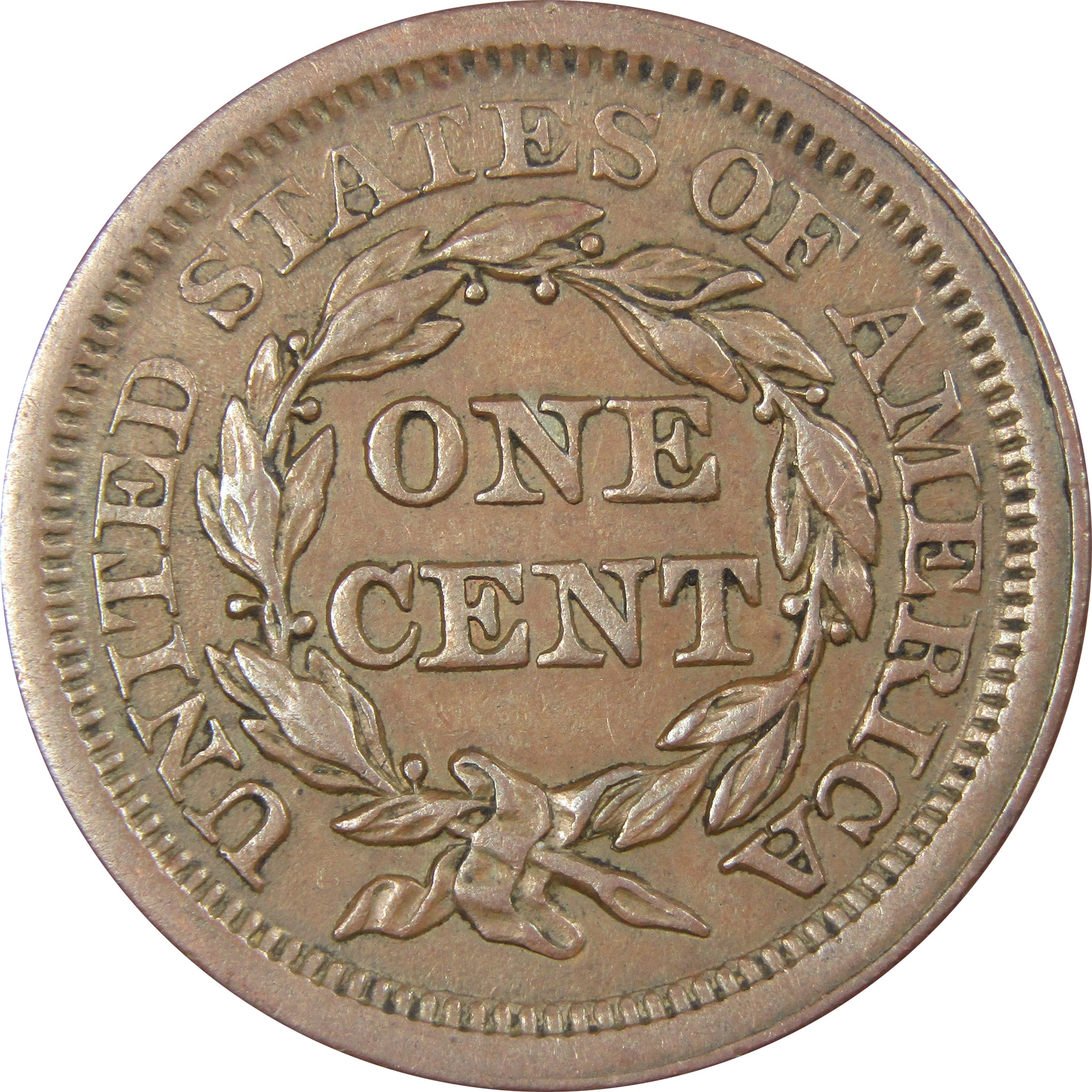 1853 Braided Hair Large Cent AU About Uncirculated Copper SKU:IPC7356