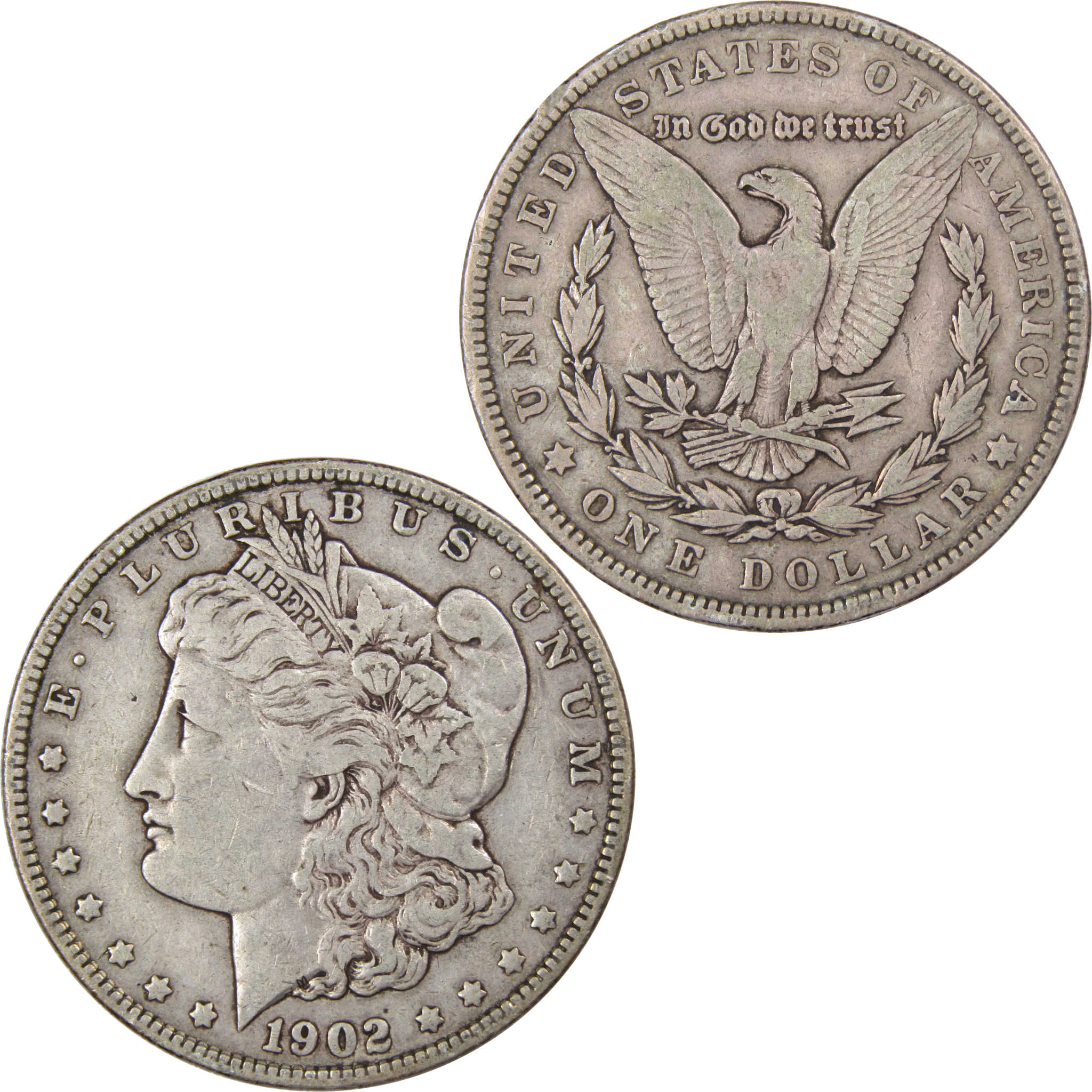 1902 Morgan Dollar F Fine 90% Silver $1 US Coin Collectible SKU:I1862 - Morgan coin - Morgan silver dollar - Morgan silver dollar for sale - Profile Coins &amp; Collectibles