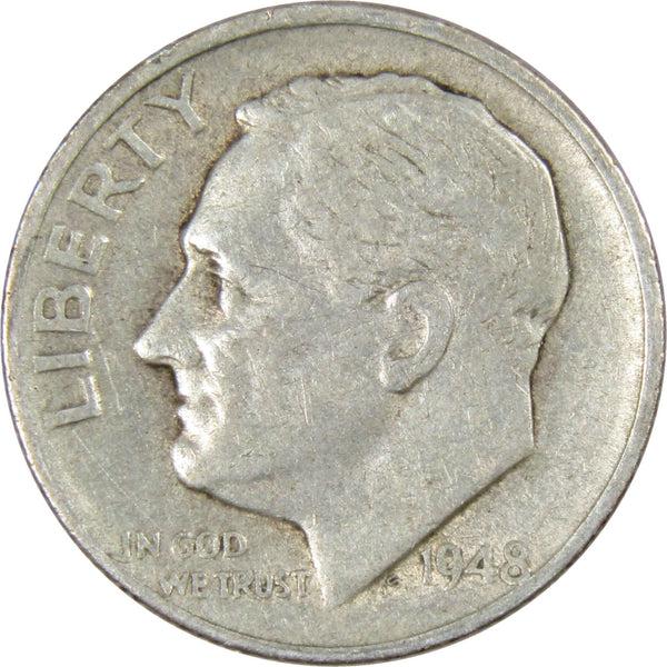 1948 S Roosevelt Dime AG About Good 90% Silver 10c US Coin Collectible - Roosevelt coin - Profile Coins &amp; Collectibles
