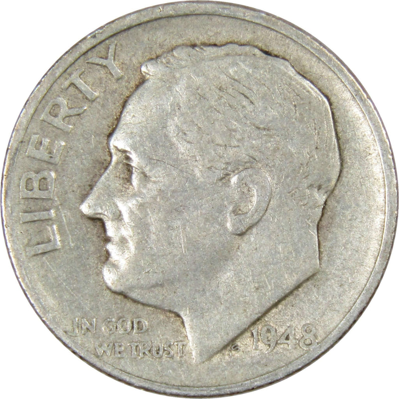 1948 S Roosevelt Dime AG About Good 90% Silver 10c US Coin Collectible - Roosevelt coin - Profile Coins &amp; Collectibles