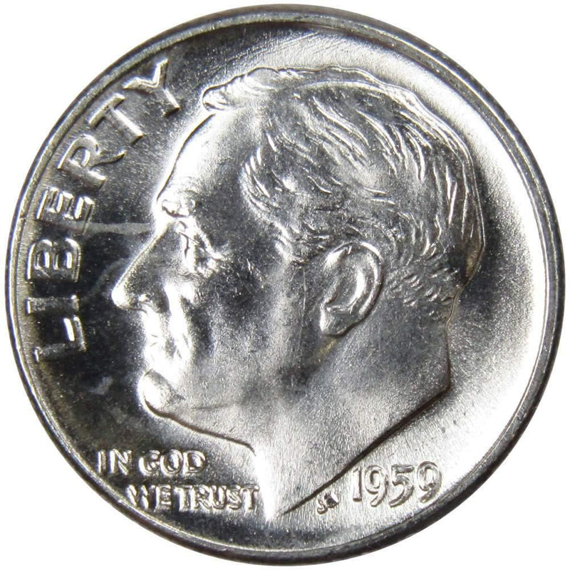 1959 D Roosevelt Dime BU Uncirculated Mint State 90% Silver 10c US Coin - Roosevelt coin - Profile Coins &amp; Collectibles