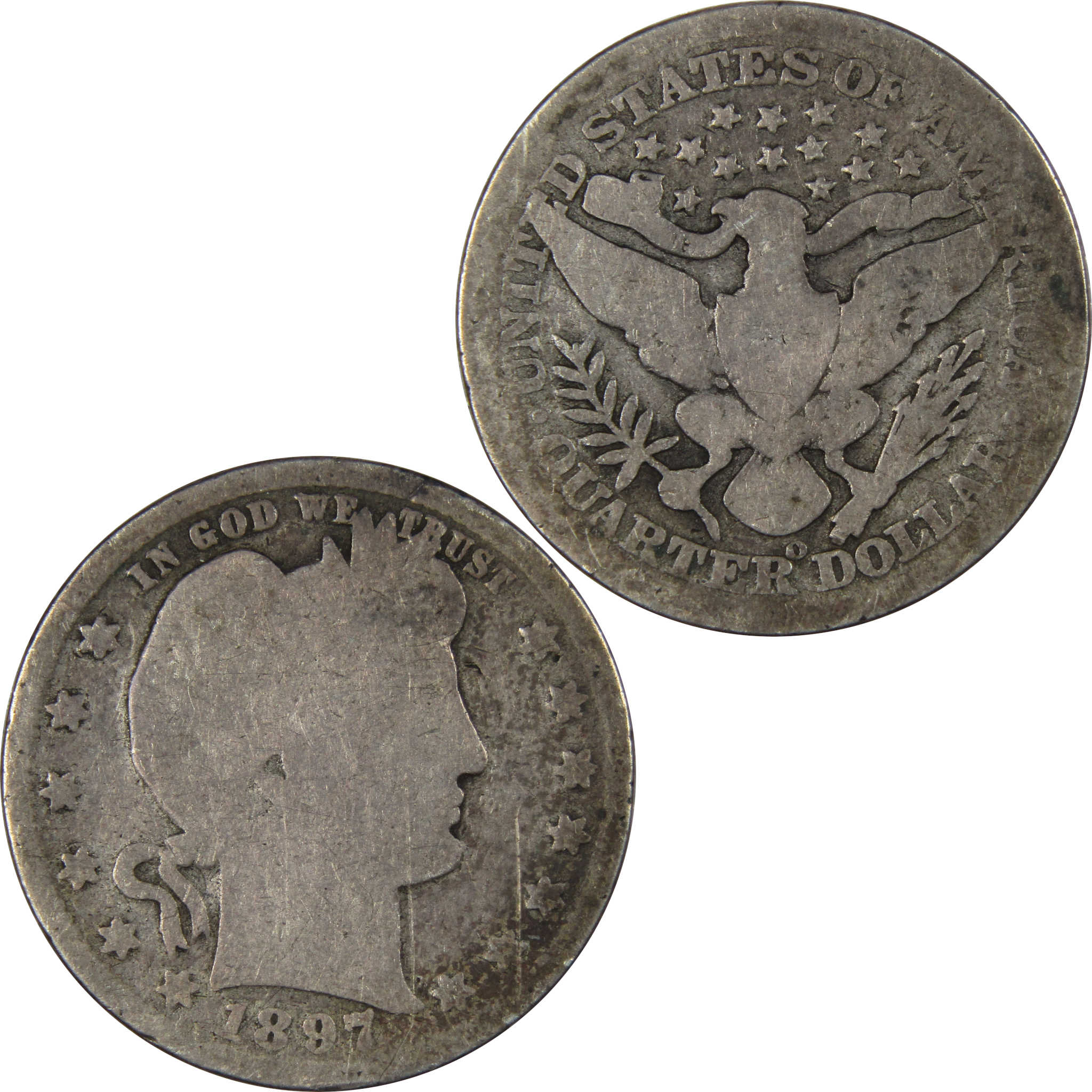1897 O Barber Quarter AG About Good 90% Silver 25c SKU:IPC8490