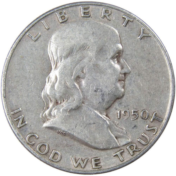 1950 D Franklin Half Dollar VF Very Fine 90% Silver 50c US Coin