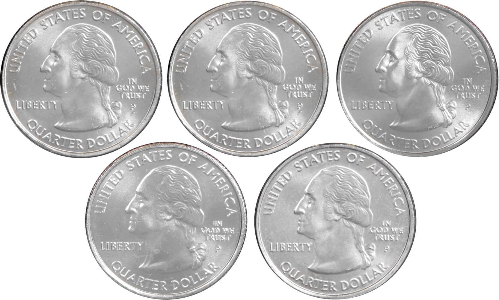 2007 P State Quarter 5 Coin Set BU Uncirculated Mint State 25c Collectible