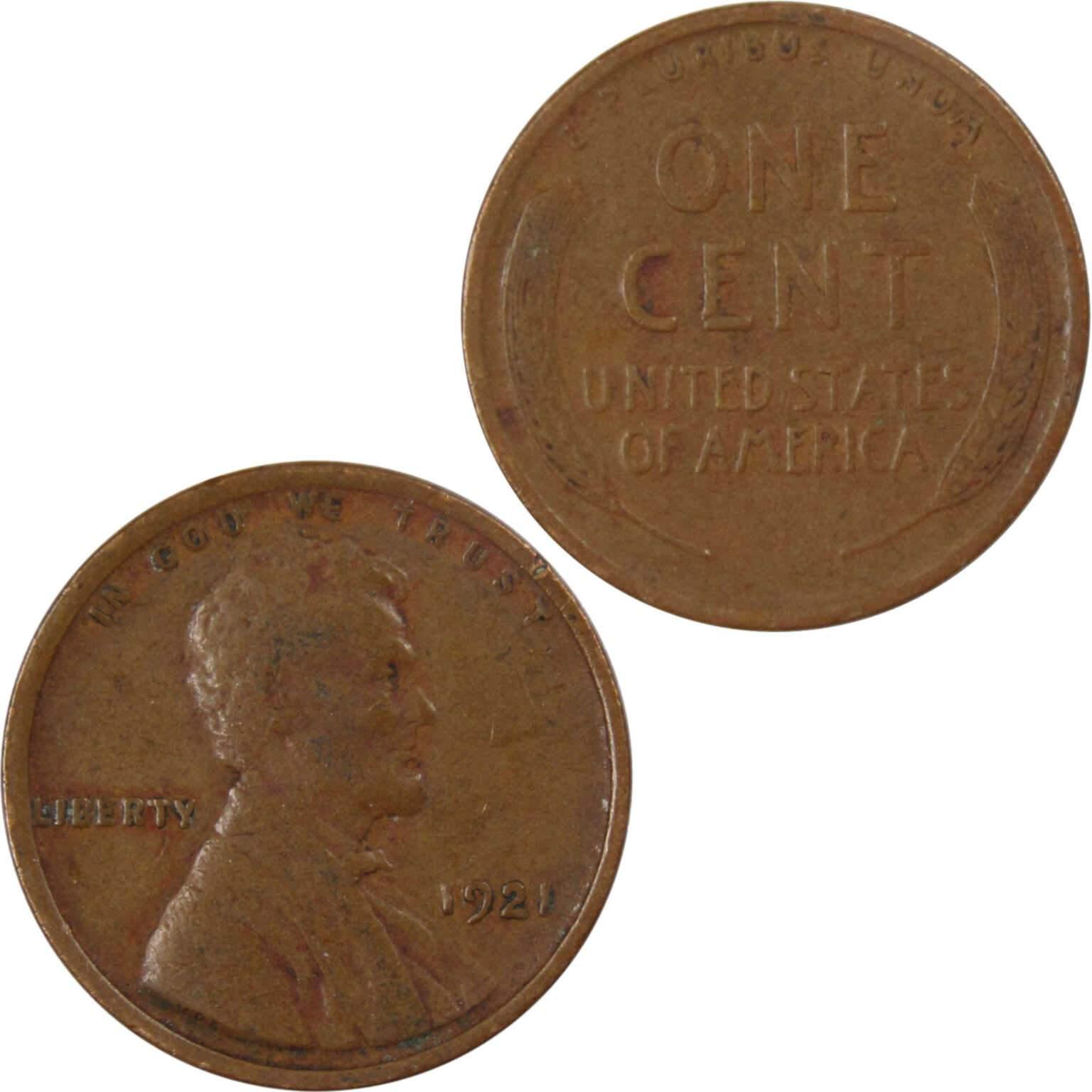 1921 Lincoln Wheat Cent F Fine Bronze Penny 1c Coin Collectible