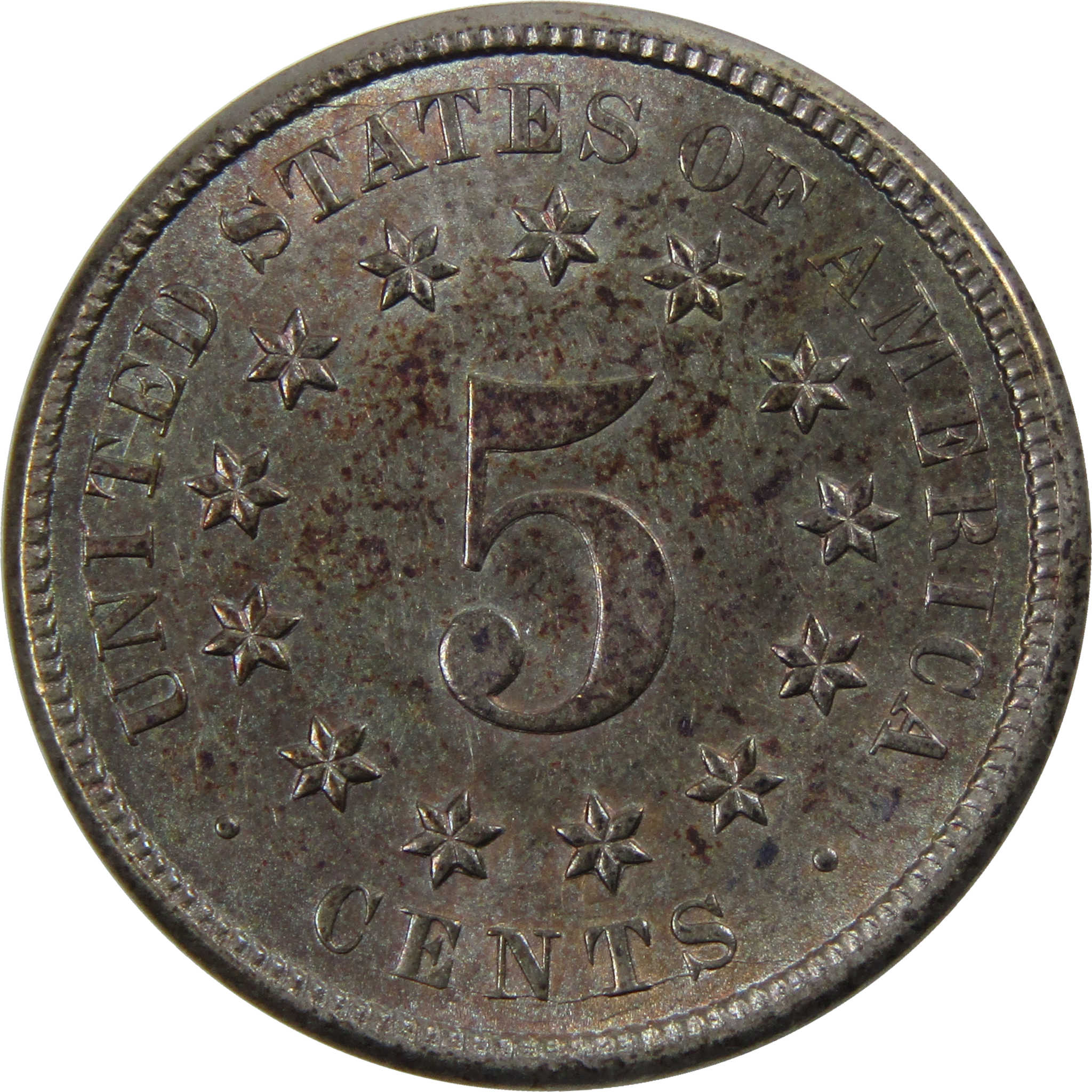 1869 Shield Nickel 5 Cent Piece AU About Uncirculated 5c SKU:I3759