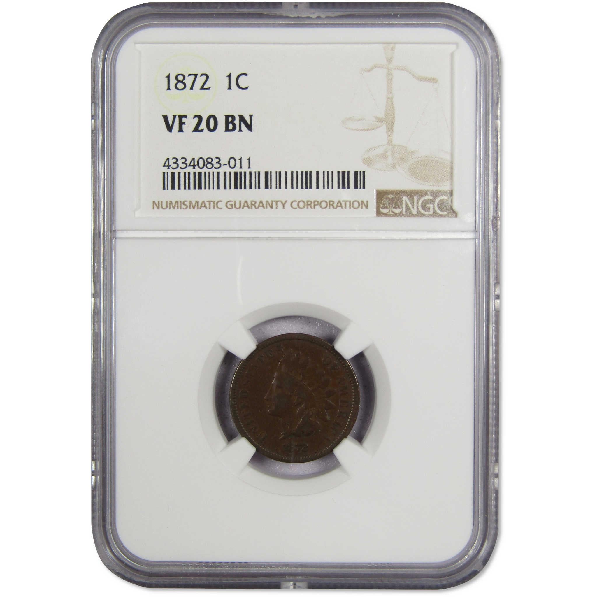 1872 Indian Head Cent VF 20 BN NGC Bronze Penny 1c US Coin SKU:IPC6865
