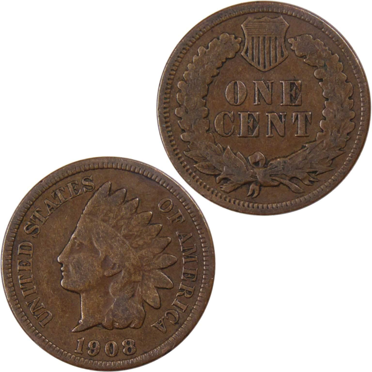 1908 Indian Head Cent G Good Bronze Penny 1c Coin Collectible