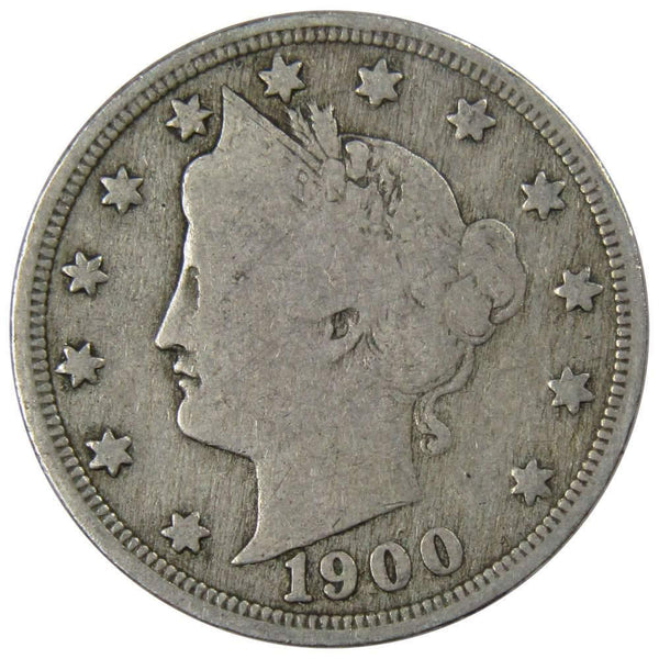 1900 Liberty Head V Nickel 5 Cent Piece AG About Good 5c US Coin Collectible - V nickel - Liberty Head nickel - Liberty nickel - Profile Coins &amp; Collectibles