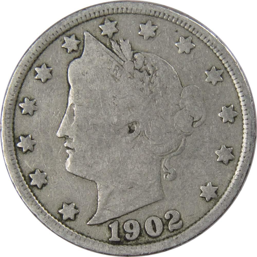 1902 Liberty Head V Nickel 5 Cent Piece AG About Good 5c US Coin Collectible