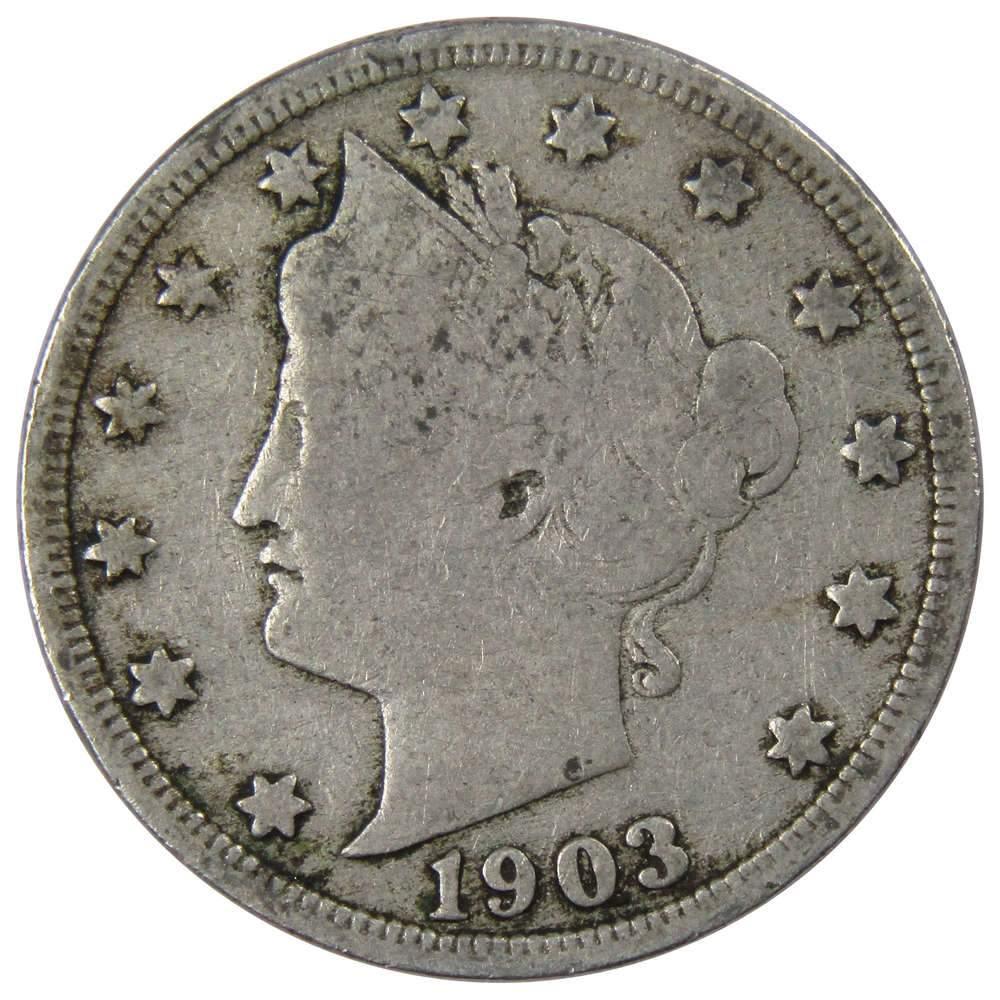 1903 Liberty Head V Nickel 5 Cent Piece VG Very Good 5c US Coin Collectible