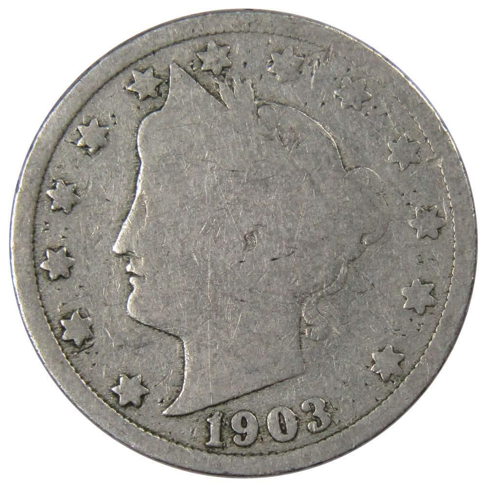 1903 Liberty Head V Nickel 5 Cent Piece AG About Good 5c US Coin Collectible