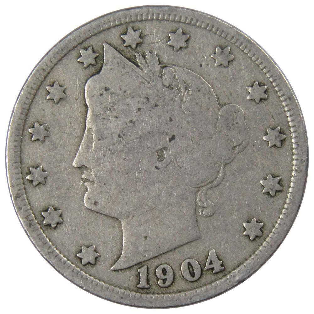 1904 Liberty Head V Nickel 5 Cent Piece AG About Good 5c US Coin Collectible