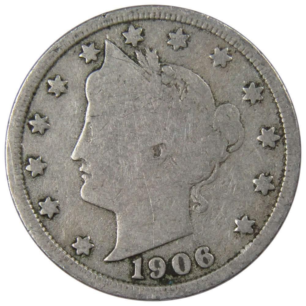 1906 Liberty Head V Nickel 5 Cent Piece AG About Good 5c US Coin Collectible