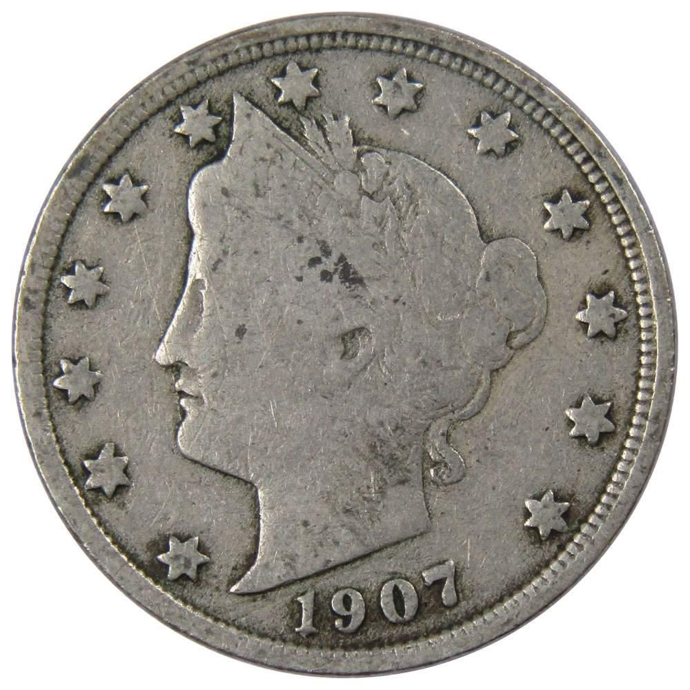 1907 Liberty Head V Nickel 5 Cent Piece VG Very Good 5c US Coin Collectible