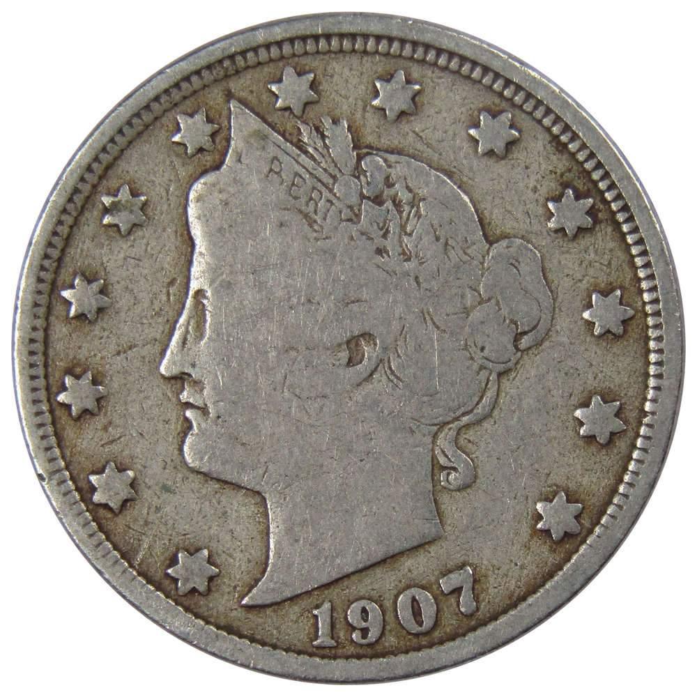 1907 Liberty Head V Nickel 5 Cent Piece AG About Good 5c US Coin Collectible