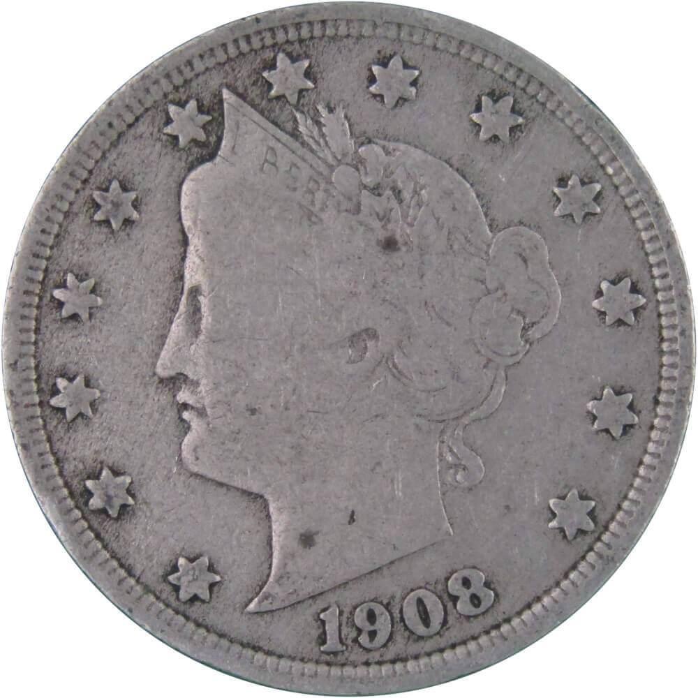 1908 Liberty Head V Nickel 5 Cent Piece AF About Fine 5c US Coin Collectible