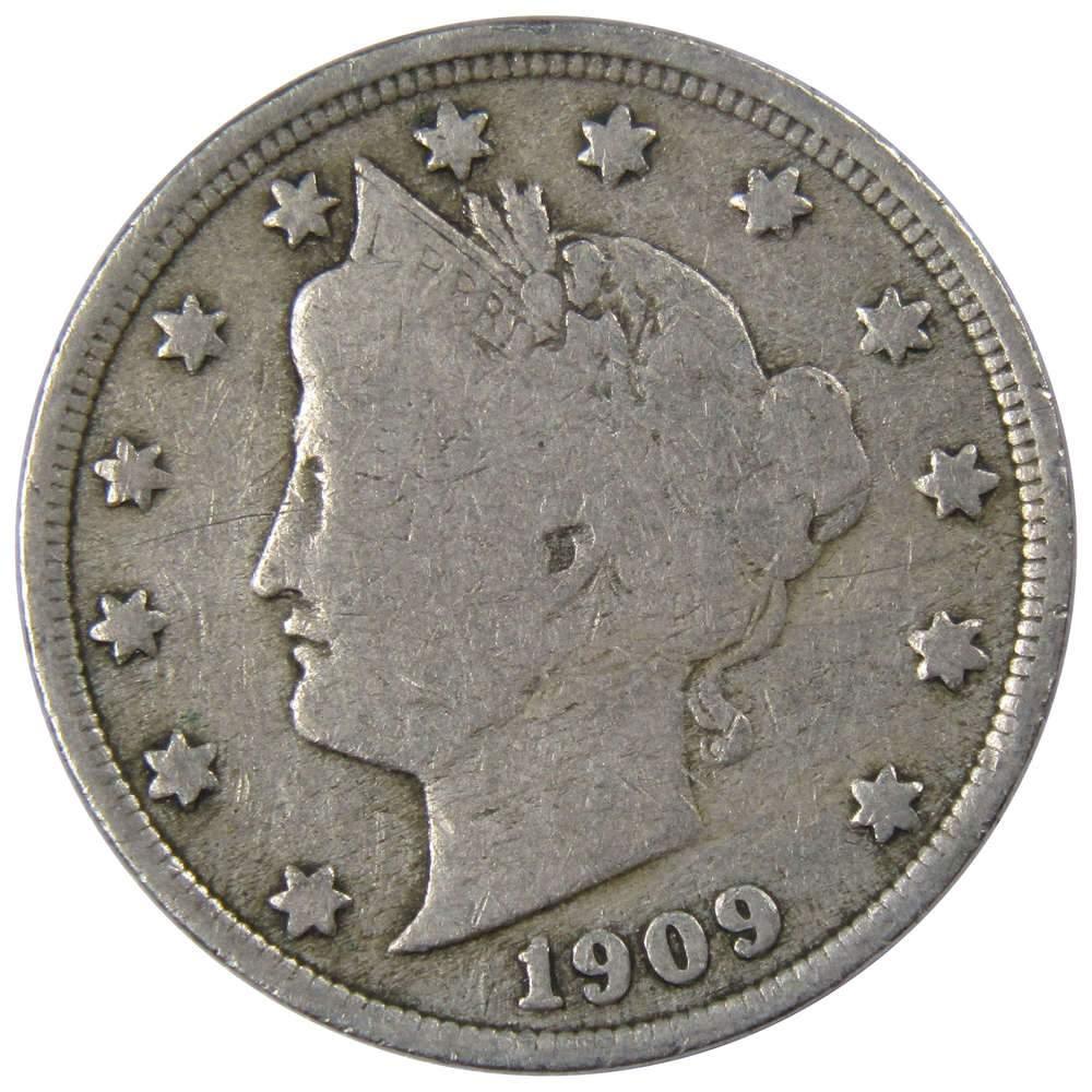 1909 Liberty Head V Nickel 5 Cent Piece AG About Good 5c US Coin Collectible