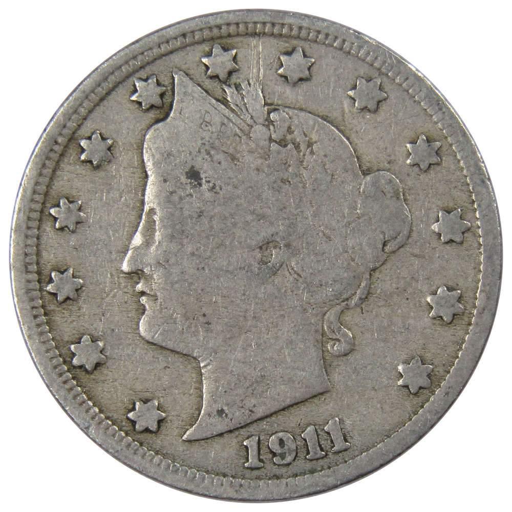 1911 Liberty Head V Nickel 5 Cent Piece AG About Good 5c US Coin Collectible