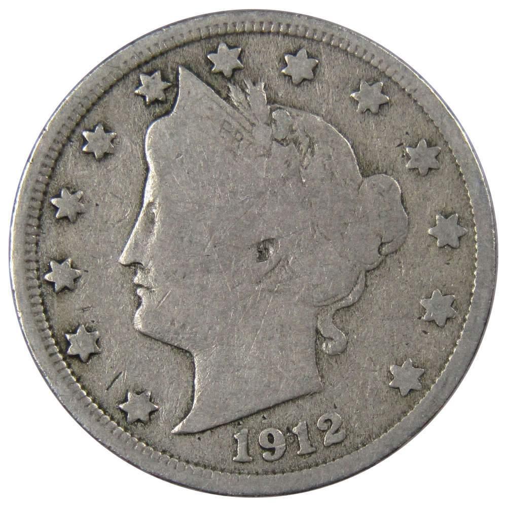 1912 Liberty Head V Nickel 5 Cent Piece VG Very Good 5c US Coin Collectible