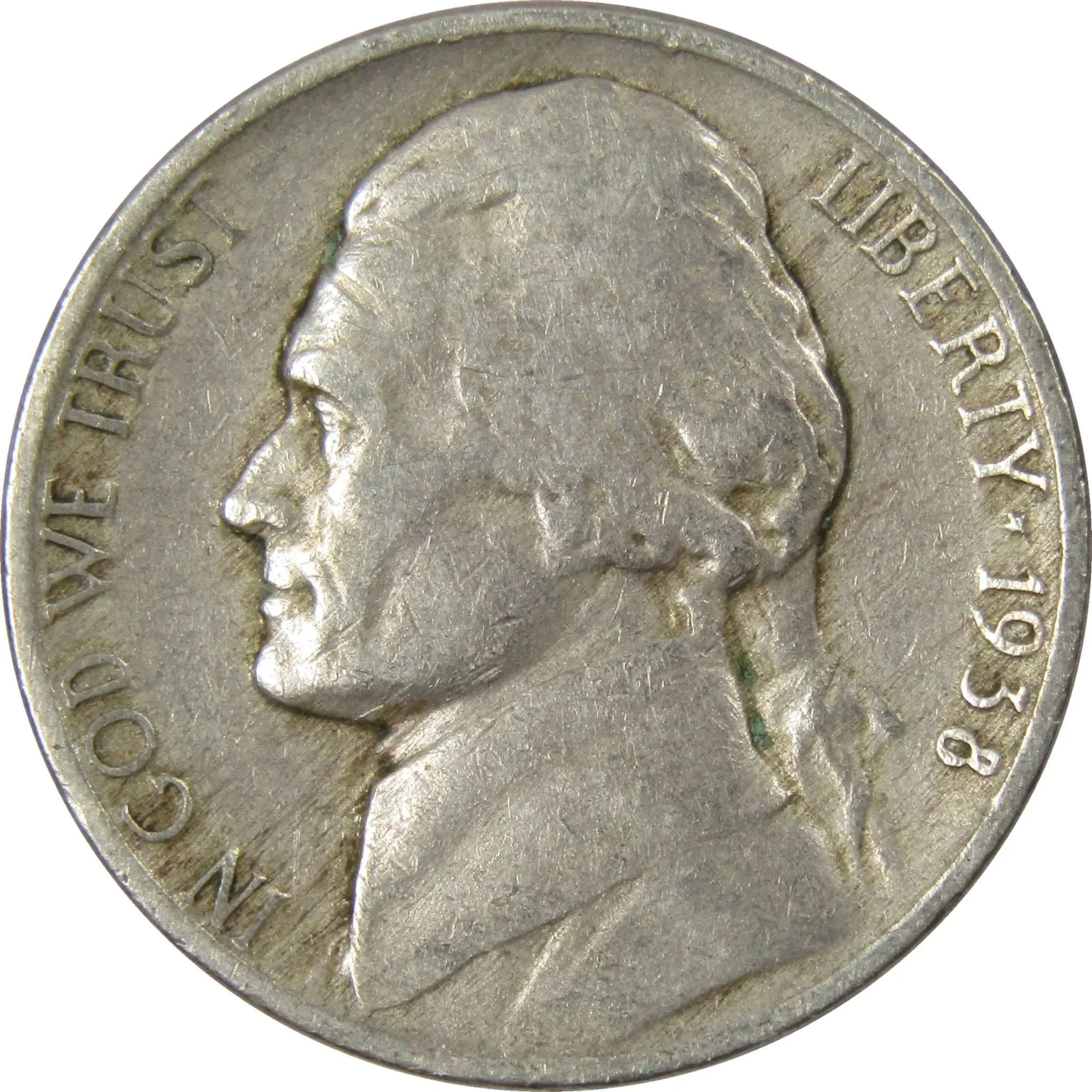 1938 Jefferson Nickel Circulated 5c Coin Collectible