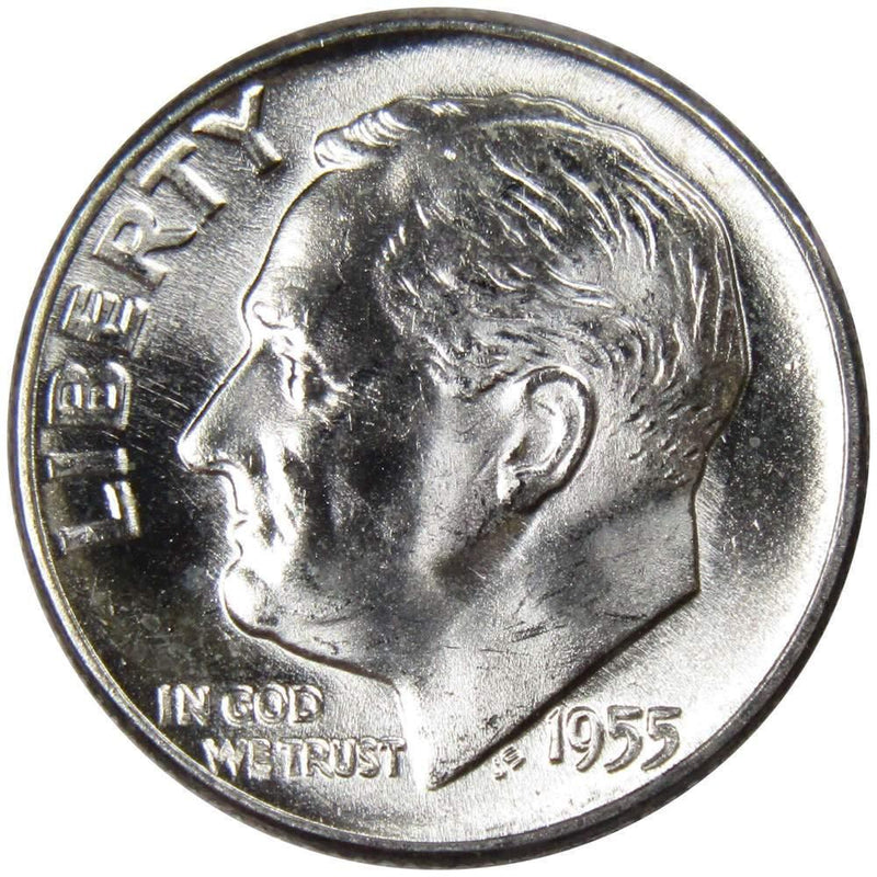1955 Roosevelt Dime BU Uncirculated Mint State 90% Silver 10c US Coin - Roosevelt coin - Profile Coins &amp; Collectibles