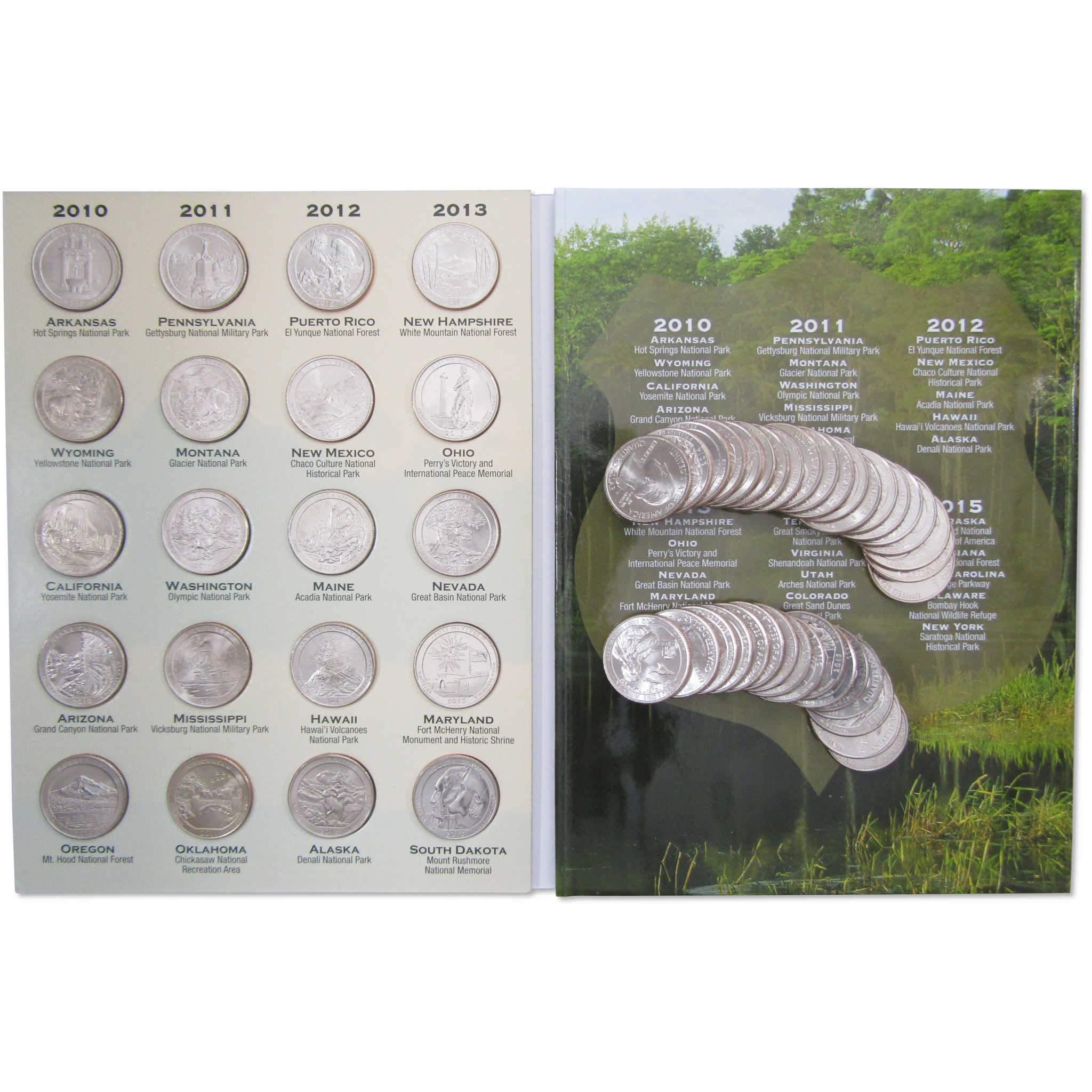 2010-2021 National Park Quarter 56 Coin Set BU Uncirculated Clad 25c with Folder