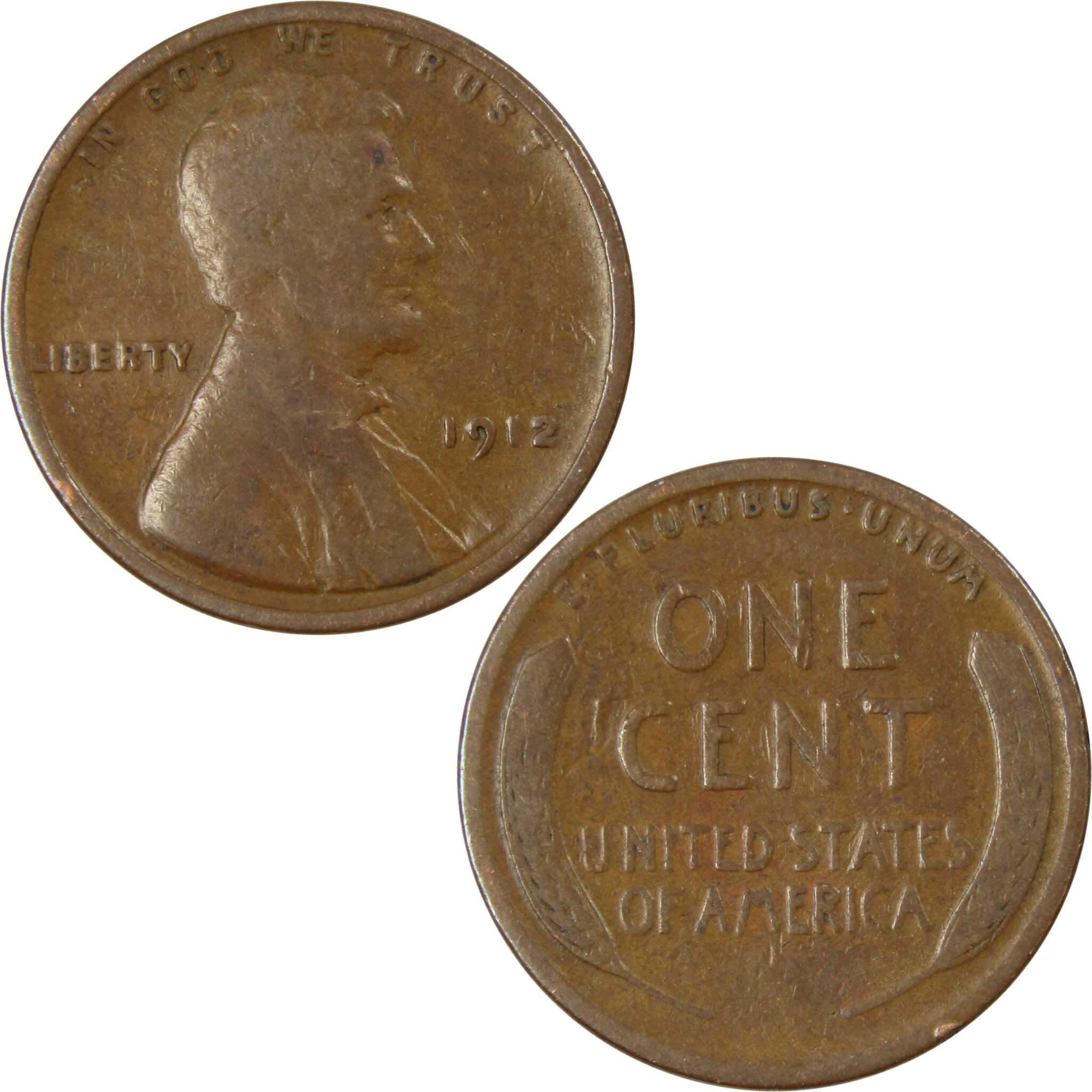 1912 Lincoln Wheat Cent AG About Good Bronze Penny 1c Coin Collectible