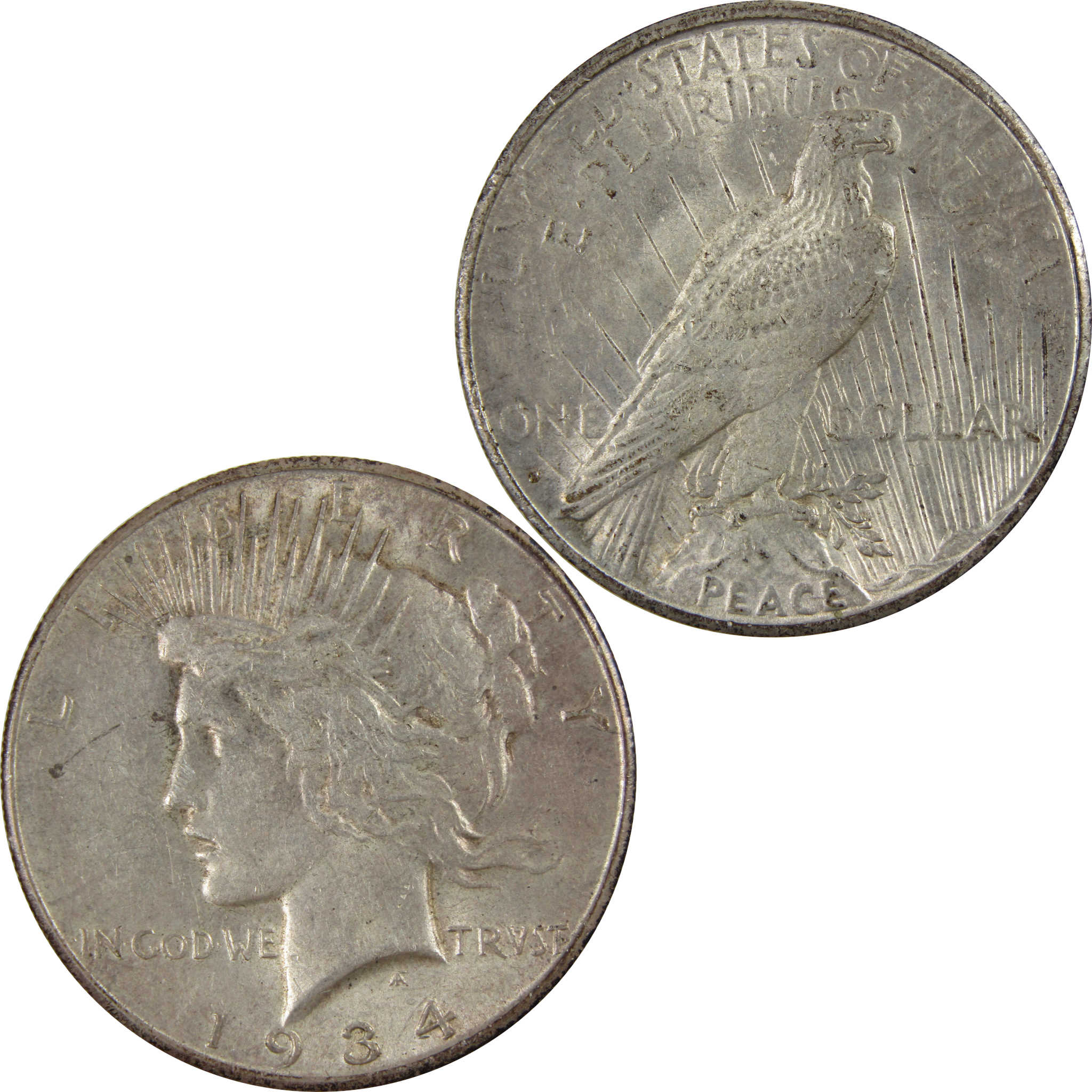 1934 S Peace Dollar Borderline Uncirculated 90% Silver $1 SKU:I4364