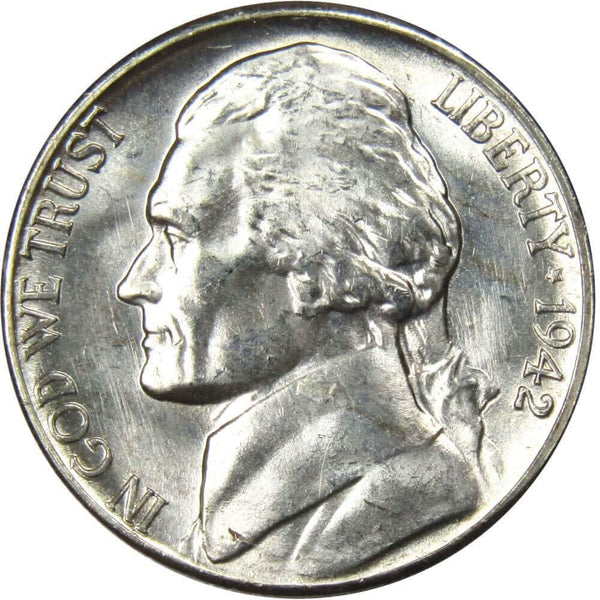 1942 S Jefferson Wartime Nickel BU Uncirculated Mint State 35% Silver 5c US Coin - Jefferson Nickels - Jefferson Nickels for Sale - Profile Coins &amp; Collectibles