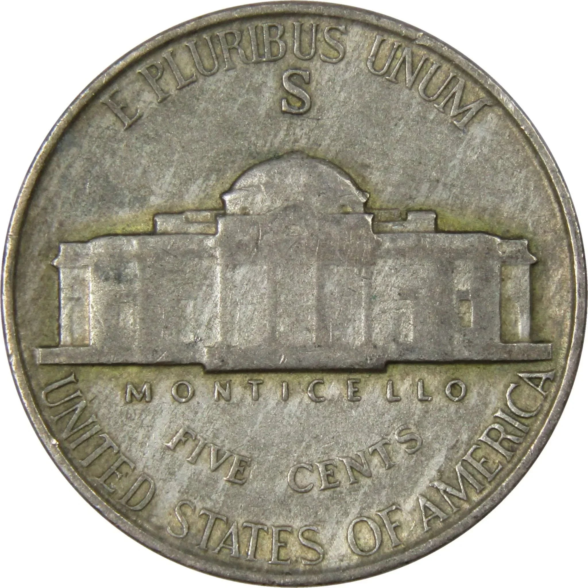 1942 S Jefferson Nickel Circulated Wartime Silver 5c Coin Collectible