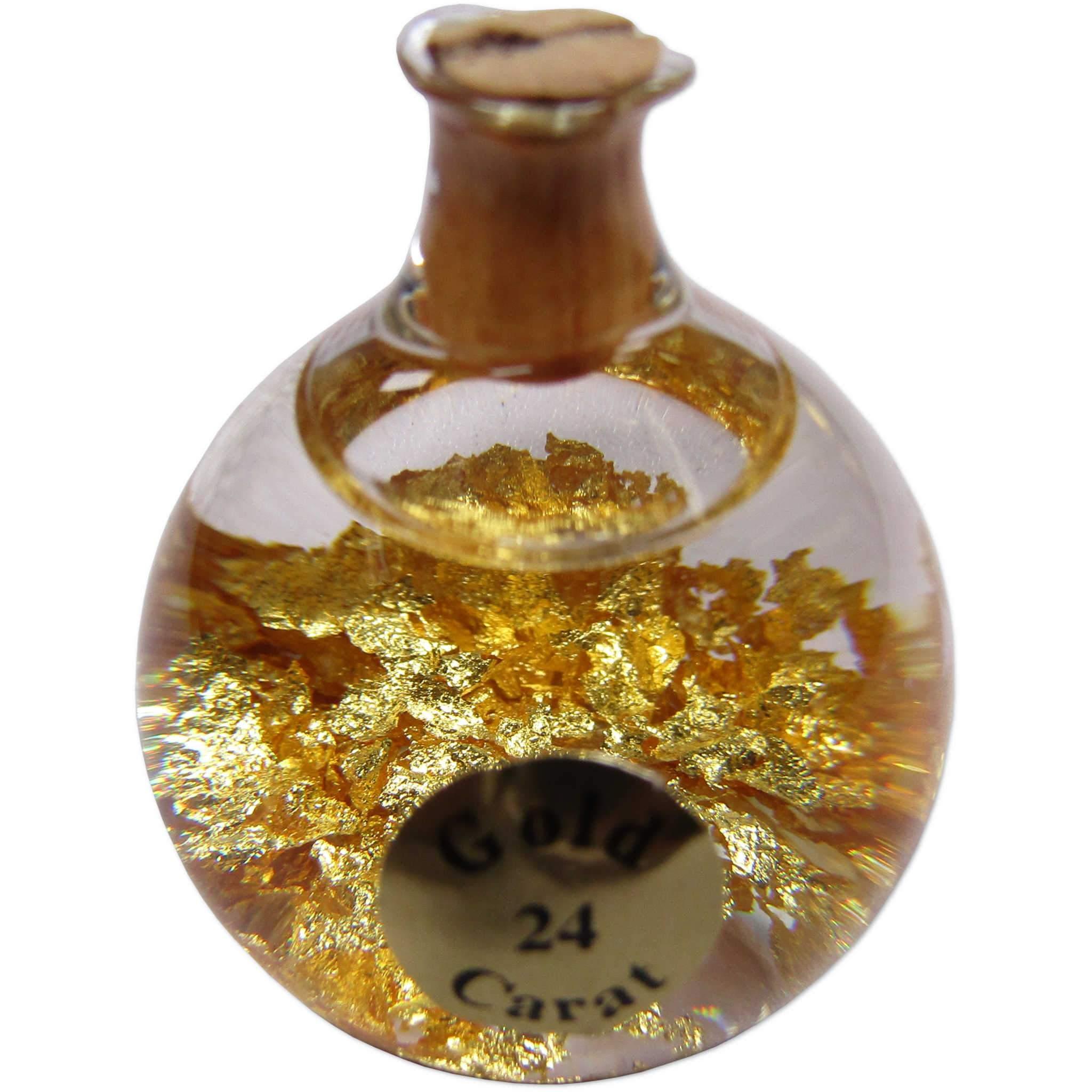 Floating 24 Karat Gold Flakes Round Glass Bulb Souvenir Gift