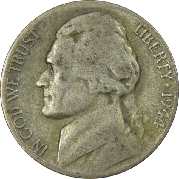 1944 S Jefferson Nickel Circulated Wartime Silver 5c Coin Collectible