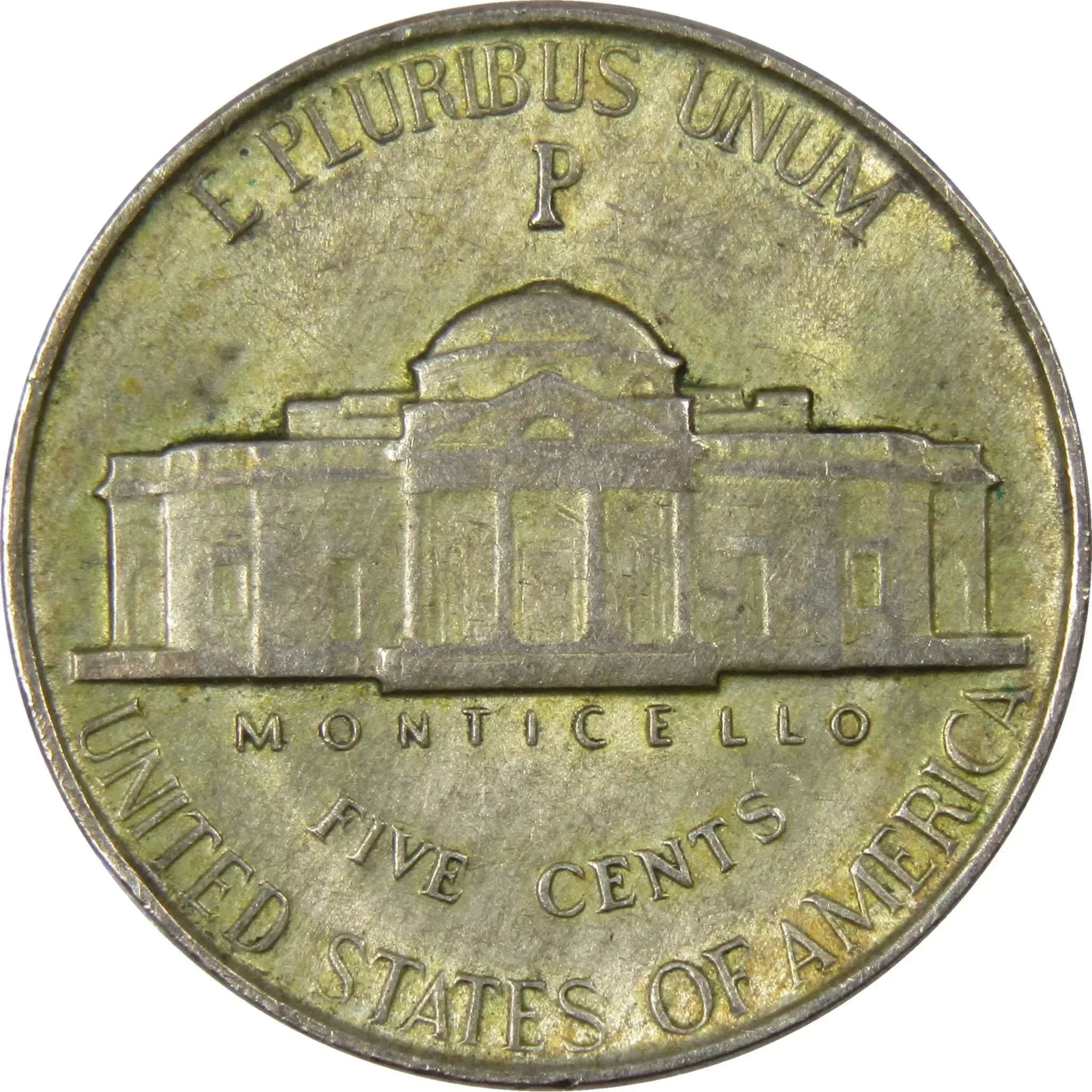 1945 P Jefferson Nickel Circulated Wartime Silver 5c Coin Collectible