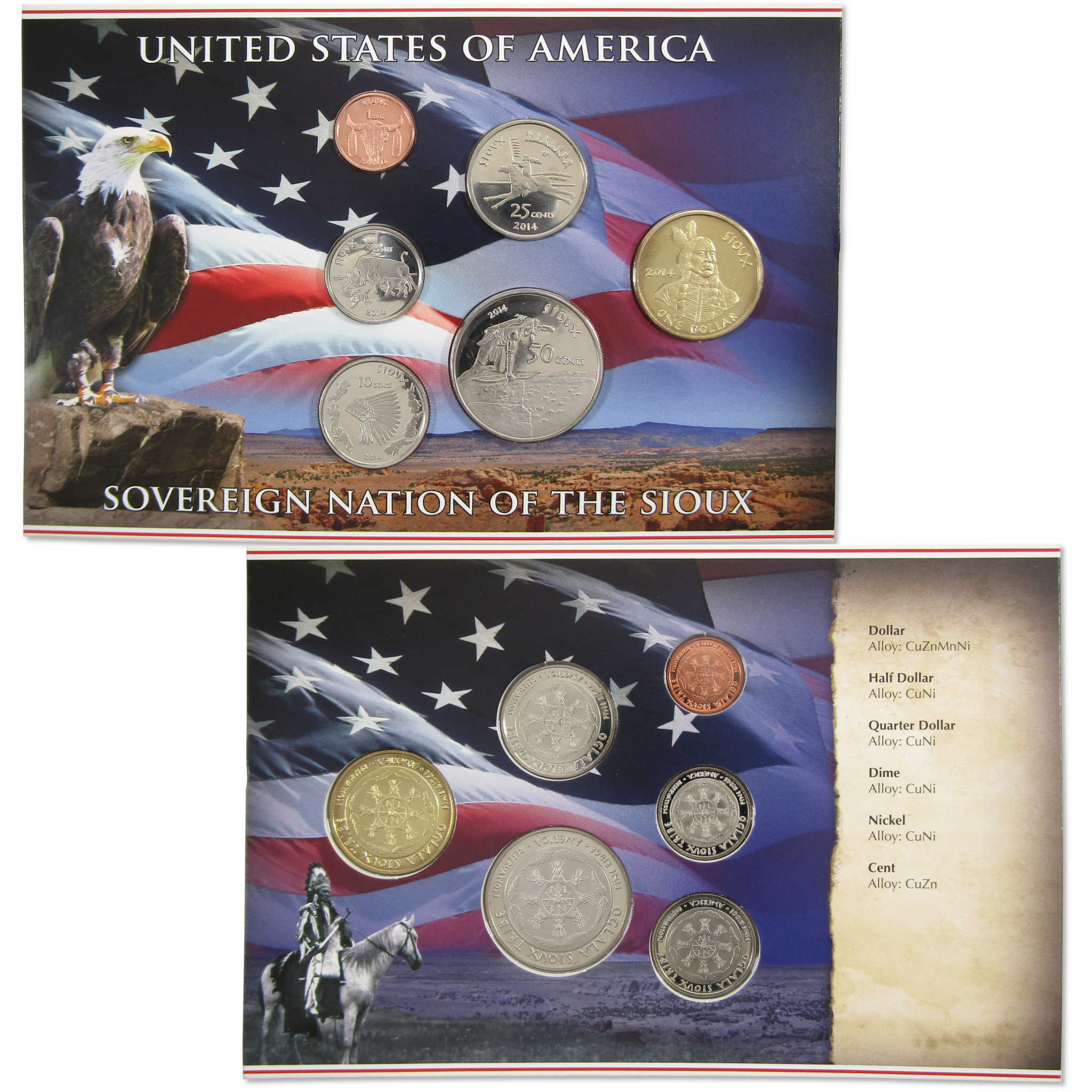2014 Oglala Sioux Sovereign Nation Native American Uncirculated Coin Set