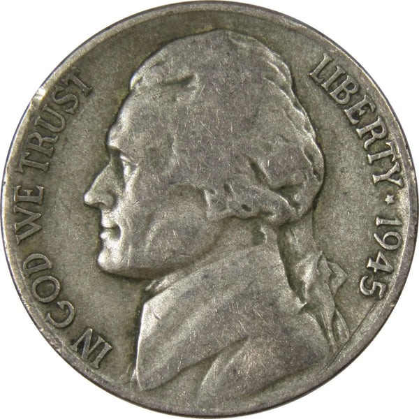 1945 D Jefferson Nickel Circulated Wartime Silver 5c Coin Collectible