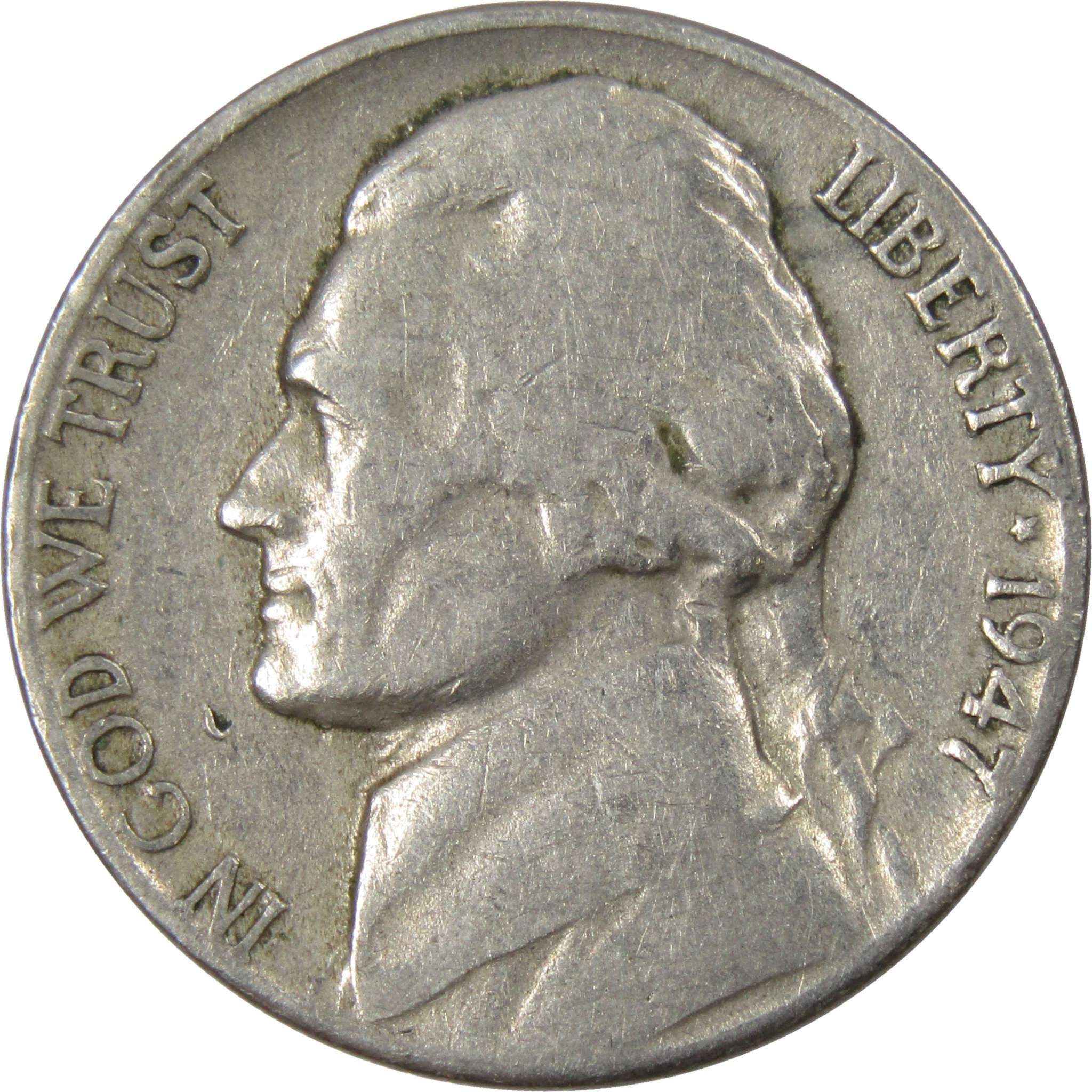 1947 D Jefferson Nickel 5 Cent Piece AG About Good 5c US Coin Collectible