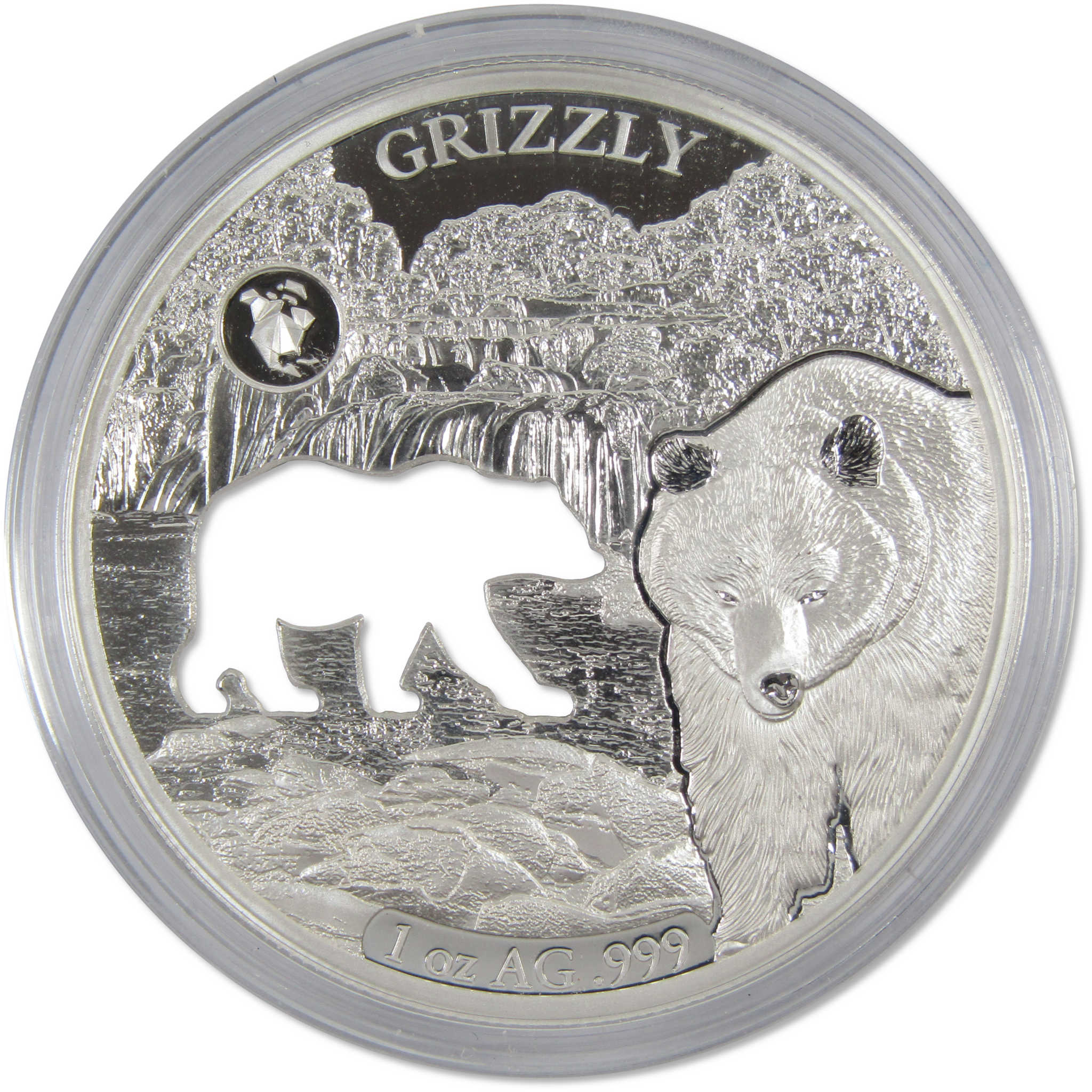 Shapes of America Grizzly 1 oz .999 Silver $5 Proof-Like Coin 2020 Barbados COA