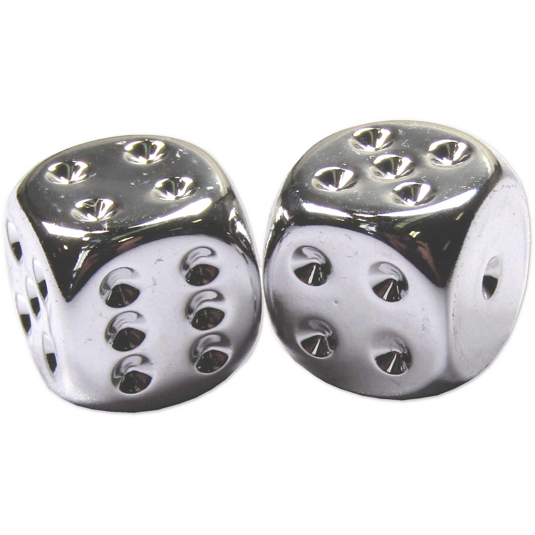 Pair of Chessex Silver Metallic Plated 16mm d6 Six Sided Dice Block CHX 29007