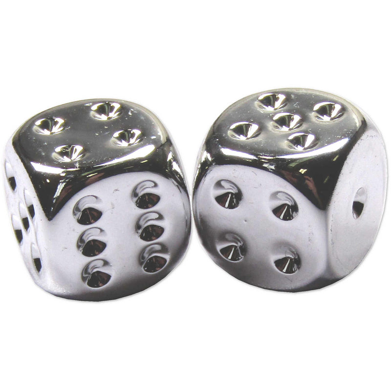 Pair of Chessex Silver Metallic Plated 16mm d6 Six Sided Dice Block CHX 29007 - Profile Coins & Collectibles 