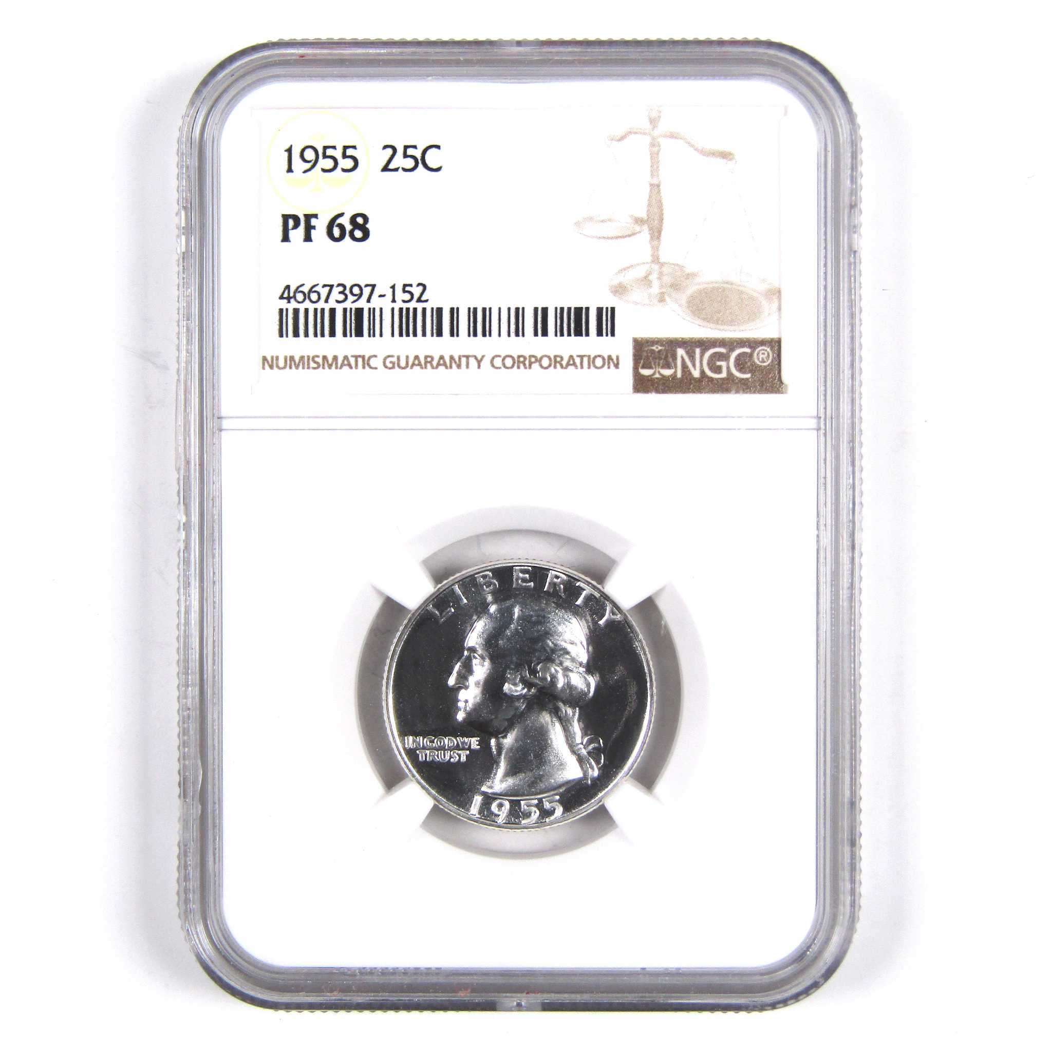 1955 Washington Quarter PF 68 NGC 90% Silver 25c Proof Coin SKU:I2850
