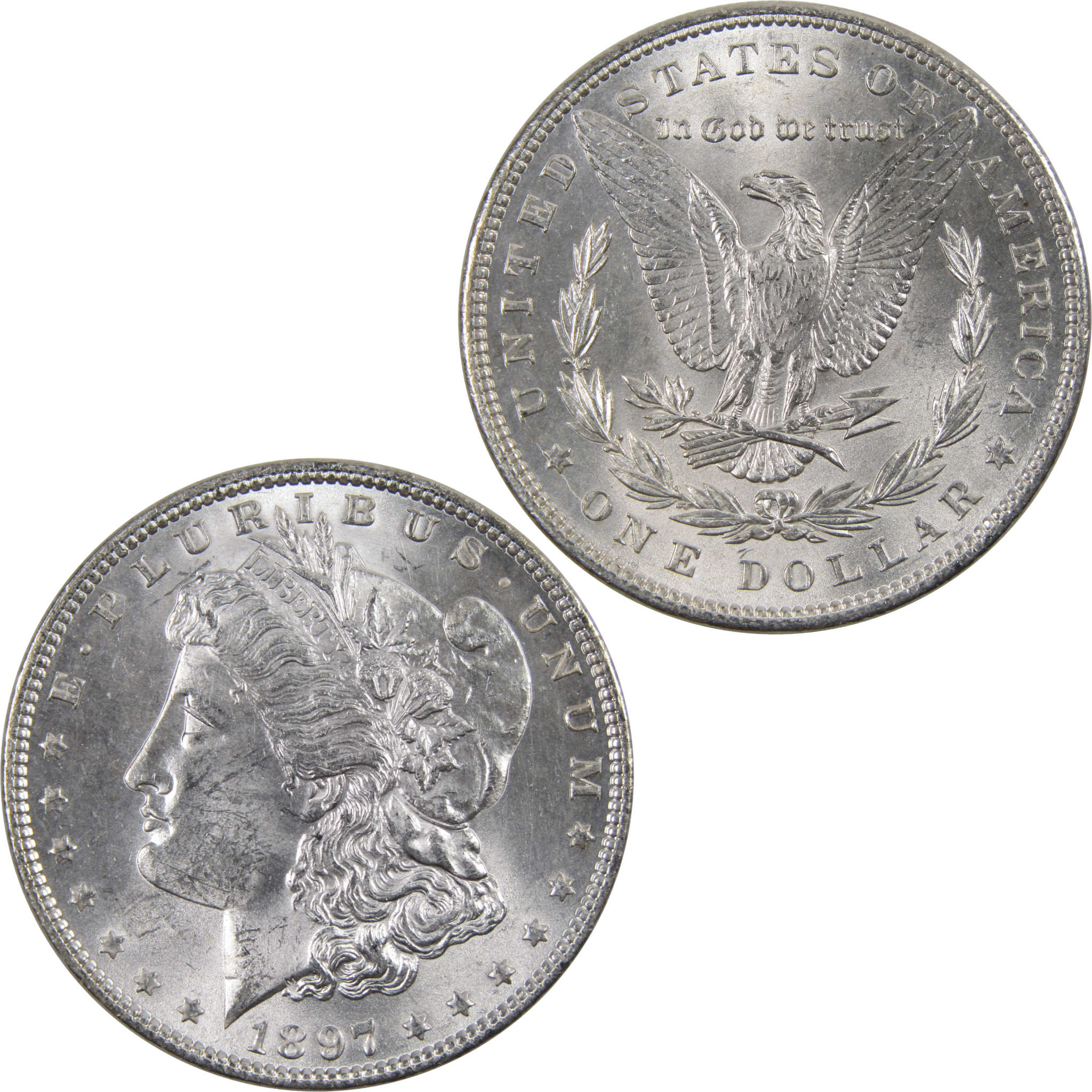 1897 Morgan Dollar BU Choice Uncirculated Mint State Silver SKU:I3460 - Morgan coin - Morgan silver dollar - Morgan silver dollar for sale - Profile Coins &amp; Collectibles