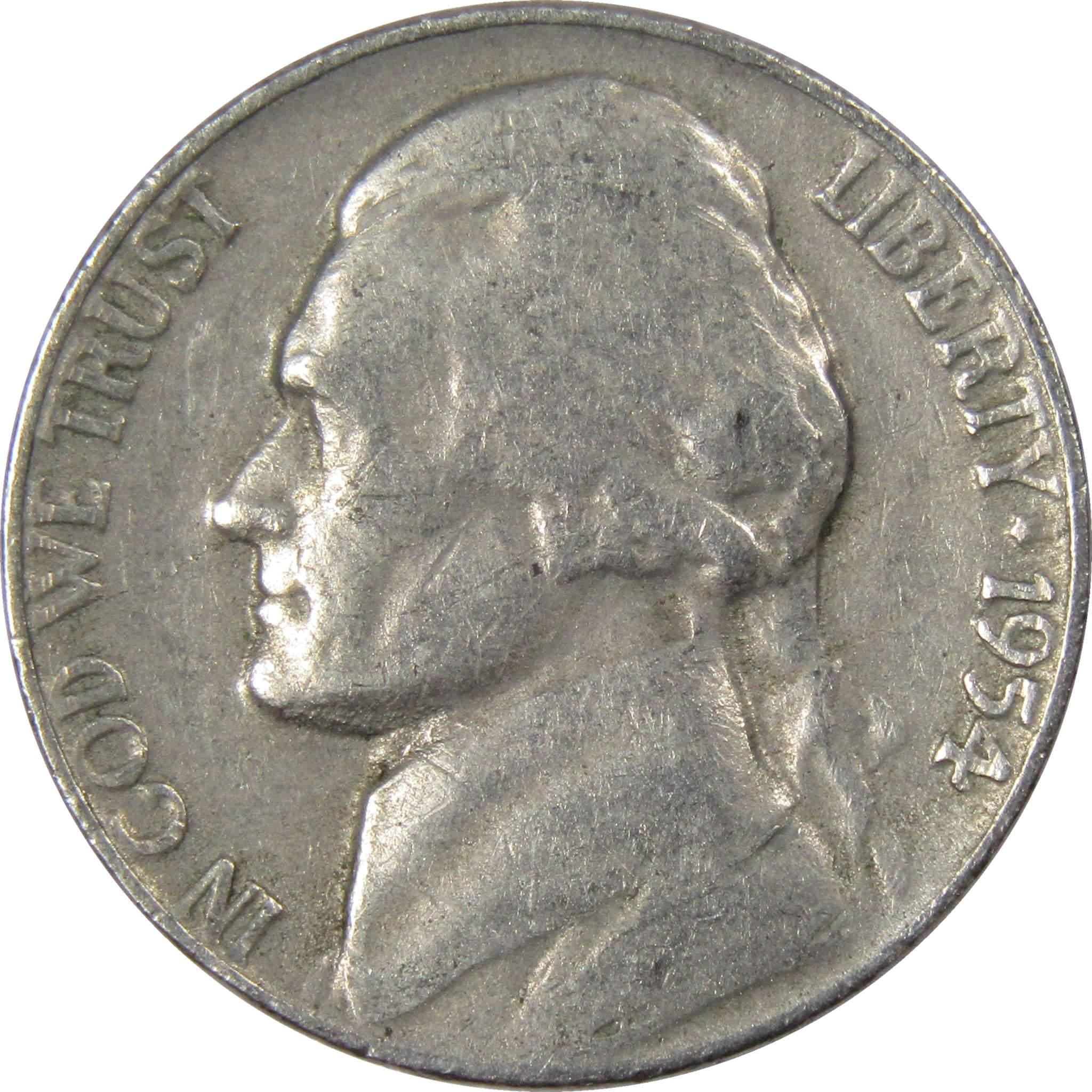 1954 Jefferson Nickel 5 Cent Piece AG About Good 5c US Coin Collectible