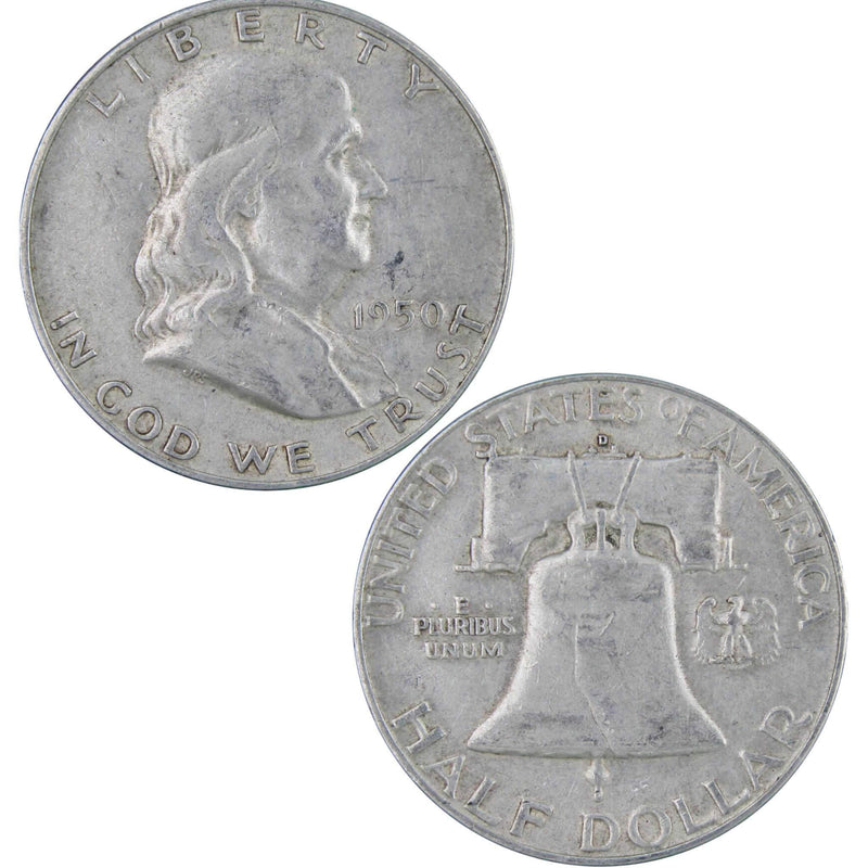 1950 D Franklin Half Dollar XF EF Extremely Fine 90% Silver 50c US Coin - Franklin Half Dollar - Franklin half dollars - Franklin coins - Profile Coins &amp; Collectibles