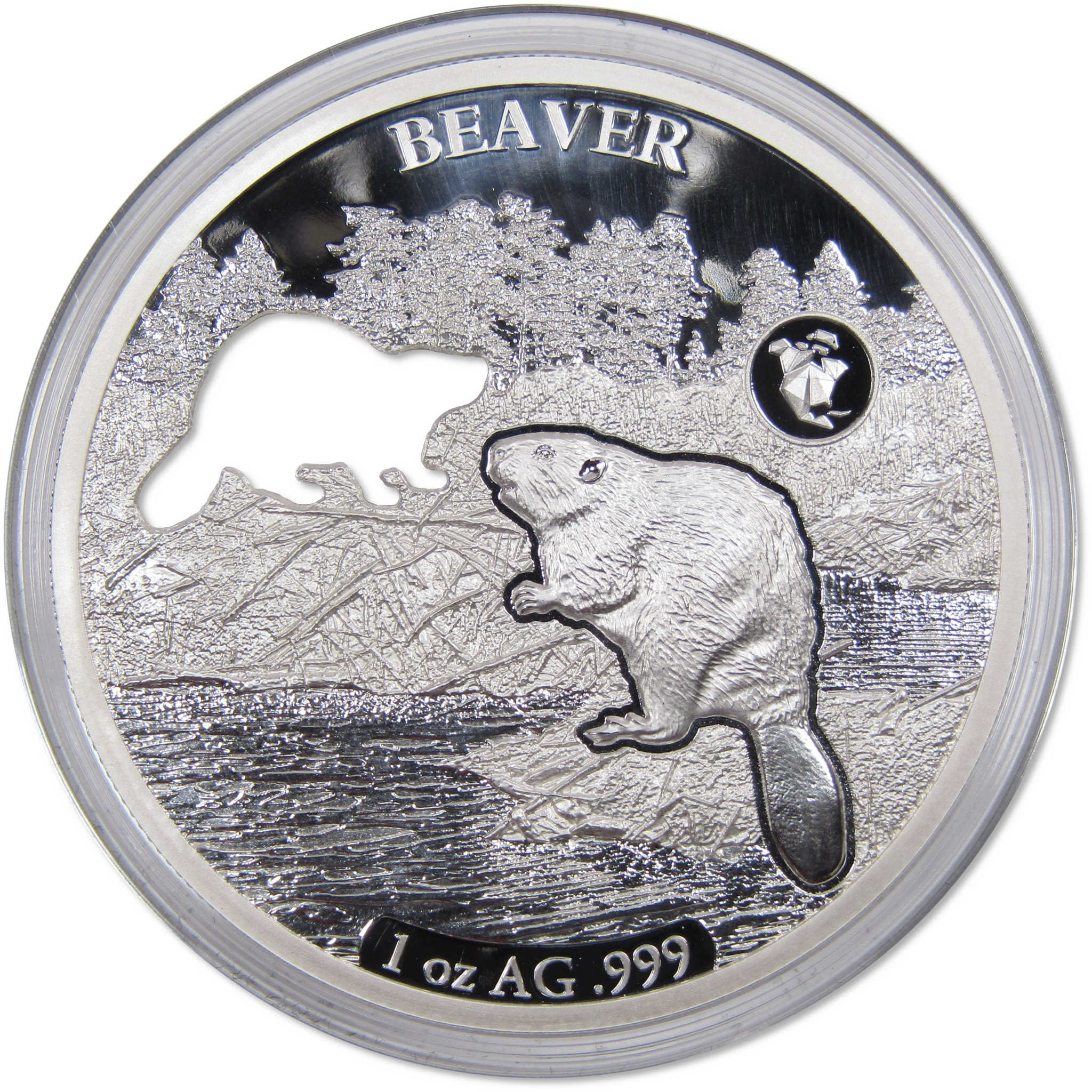 Shapes of America Beaver 1 oz .999 Silver $5 Proof-Like Coin 2020 Barbados COA