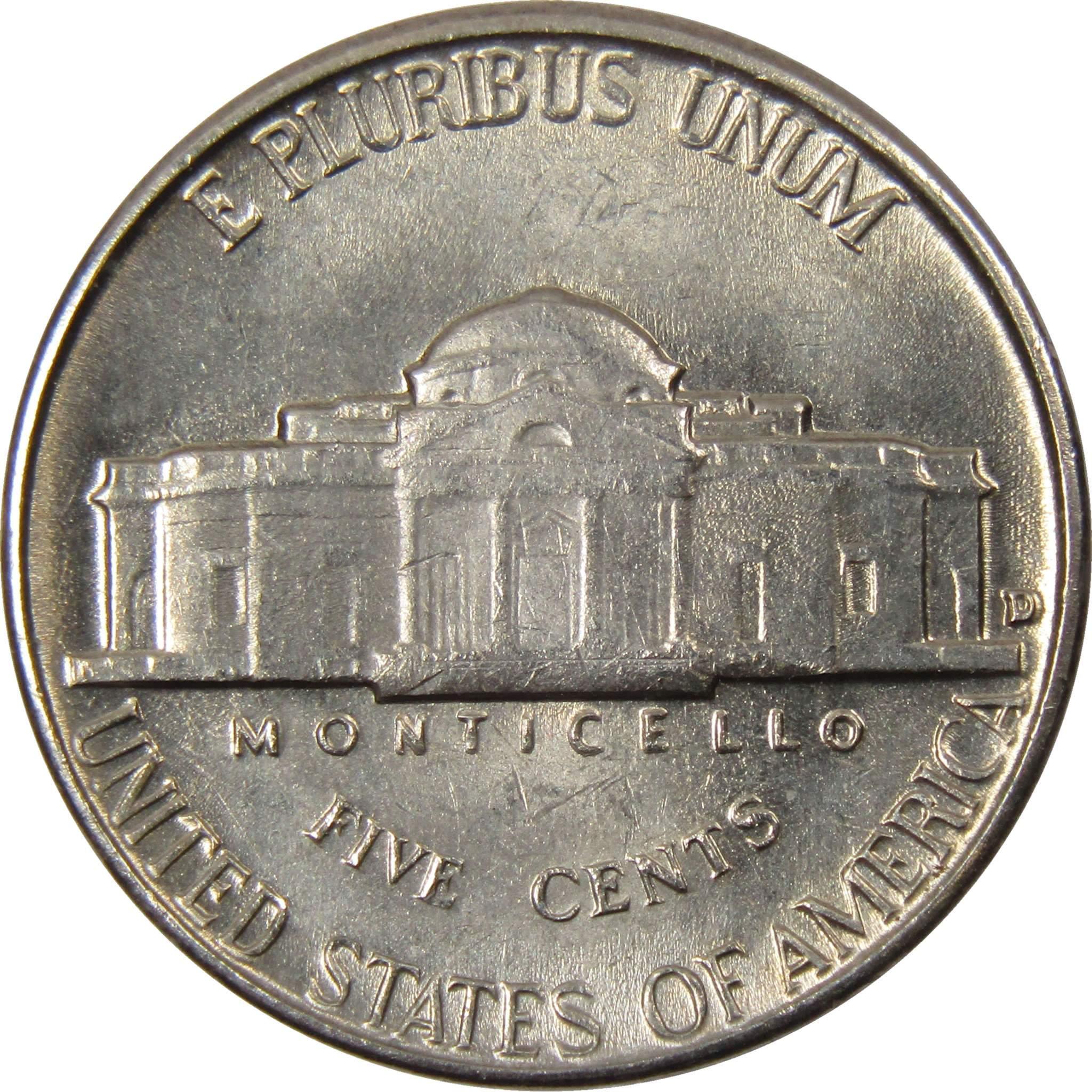 1955 D Jefferson Nickel 5 Cent Piece BU Uncirculated Mint State 5c US Coin