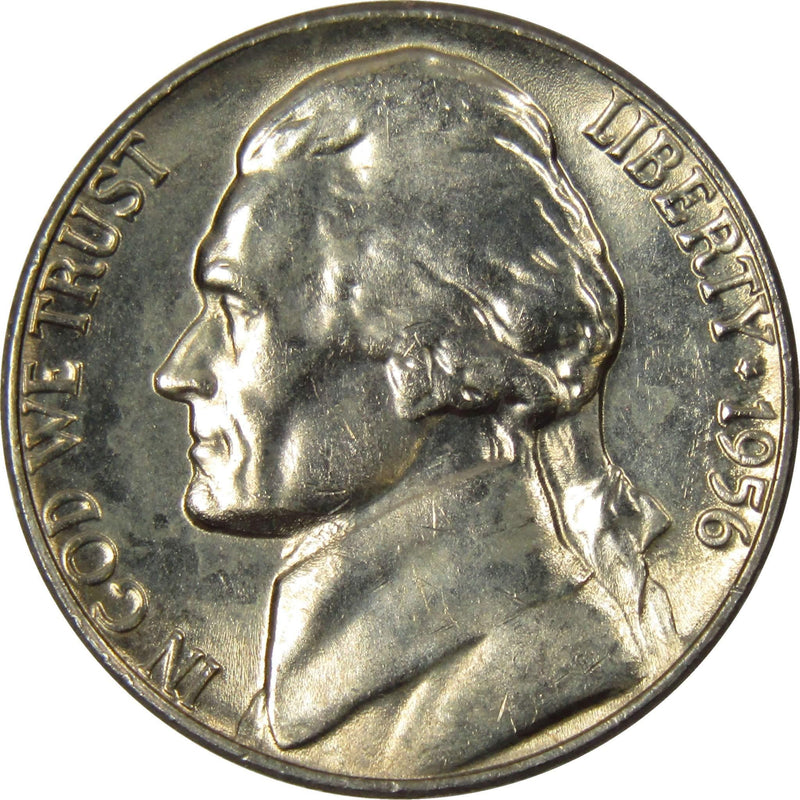 1956 Jefferson Nickel 5 Cent Piece BU Uncirculated Mint State 5c US Coin - Jefferson Nickels - Jefferson Nickels for Sale - Profile Coins &amp; Collectibles