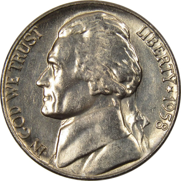 1958 Jefferson Nickel 5 Cent Piece BU Uncirculated Mint State 5c